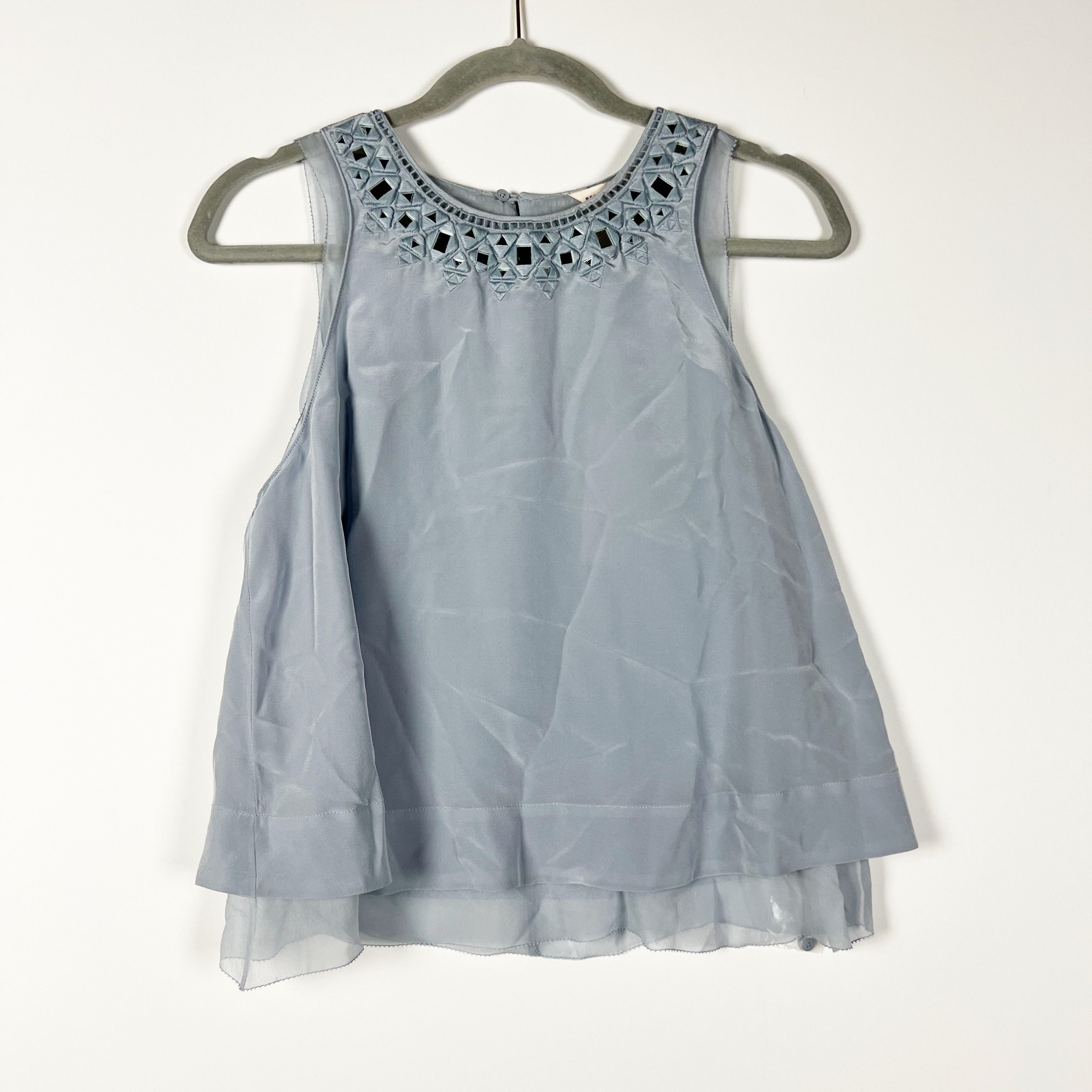 image of New Rebecca Taylor Sleeveless Mirror Eyelet Embroidered in Blue, Women's (Size XS)