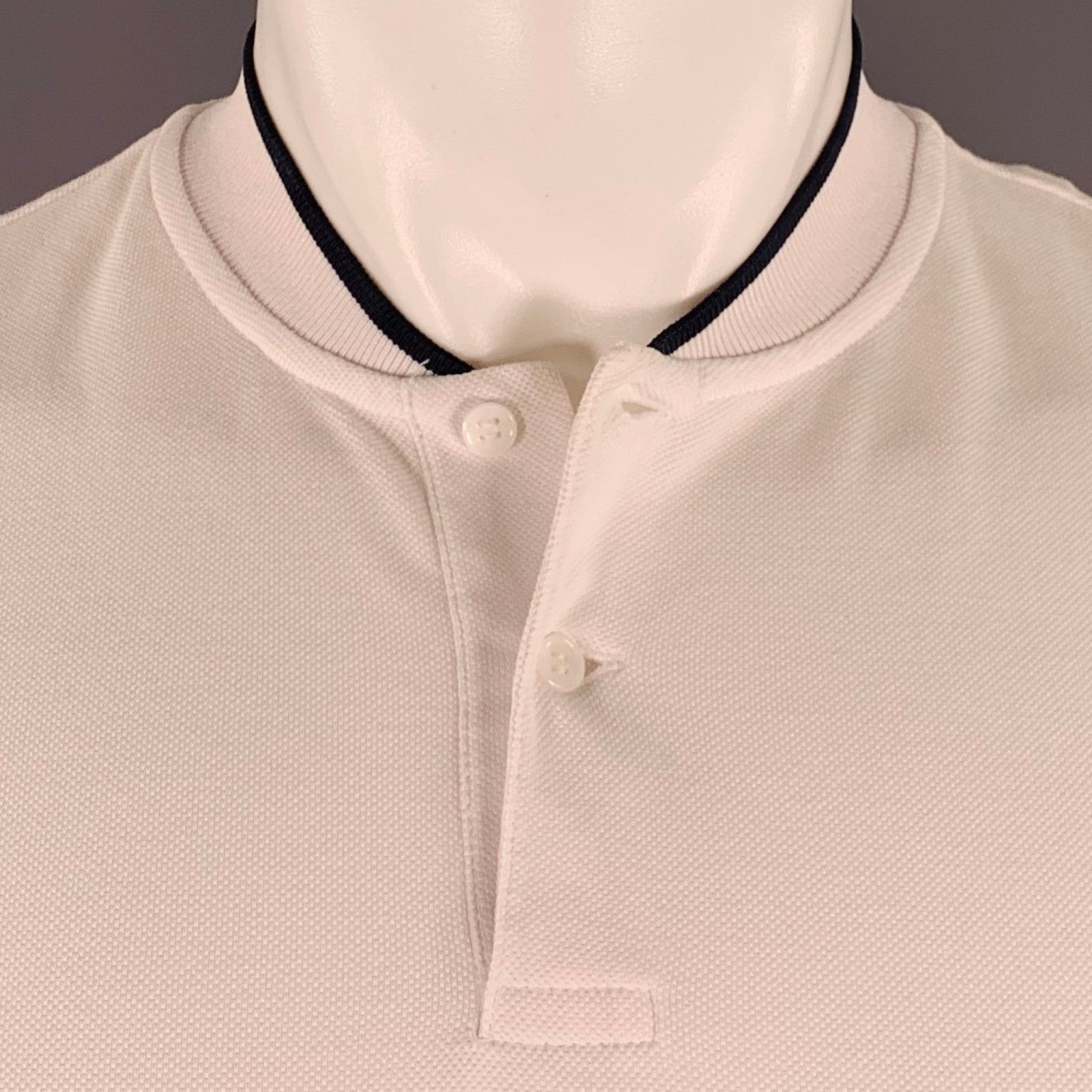 Sandro SANDRO S White Black Contrast Trim Cotton Collarless Polo Size US S / EU 44-46 / 1 - 2 Thumbnail