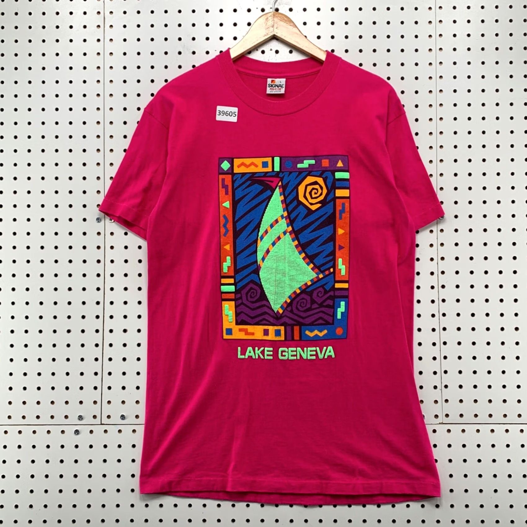 Vintage VINTAGE Lake Geneva Sail Shirt Mens L Pink 90s USA Single Stitch Graphic Print Crew Neck Short Sleeve Shirt Mens Size US L / EU 52-54 / 3 - 2 Thumbnail