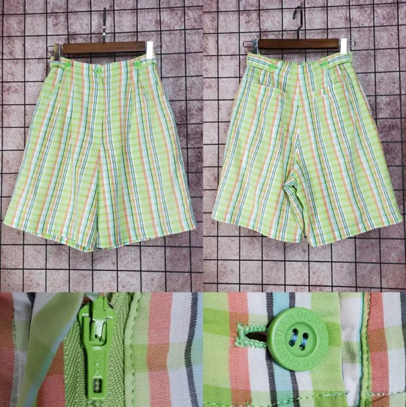 Dior Dior Green Cotton Plaid Summer Shorts 0089 Size 27" / US 4 / IT 40 - 1 Thumbnail
