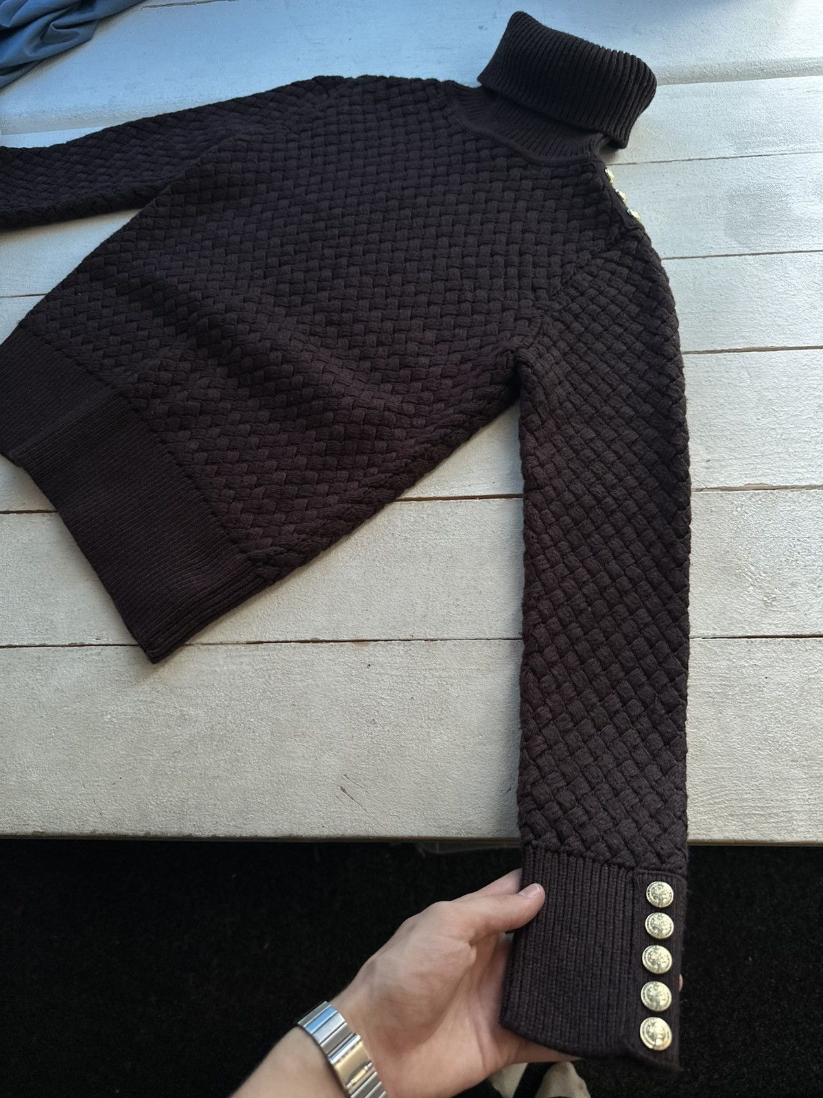 Other LUXURY HOLLAND COOPER 🚨 DARK BROWN BIG KNIT SWEATER Size XS / US 0-2 / IT 36-38 - 2 Thumbnail