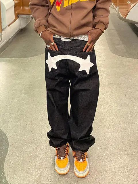 Black Star Print Jeans