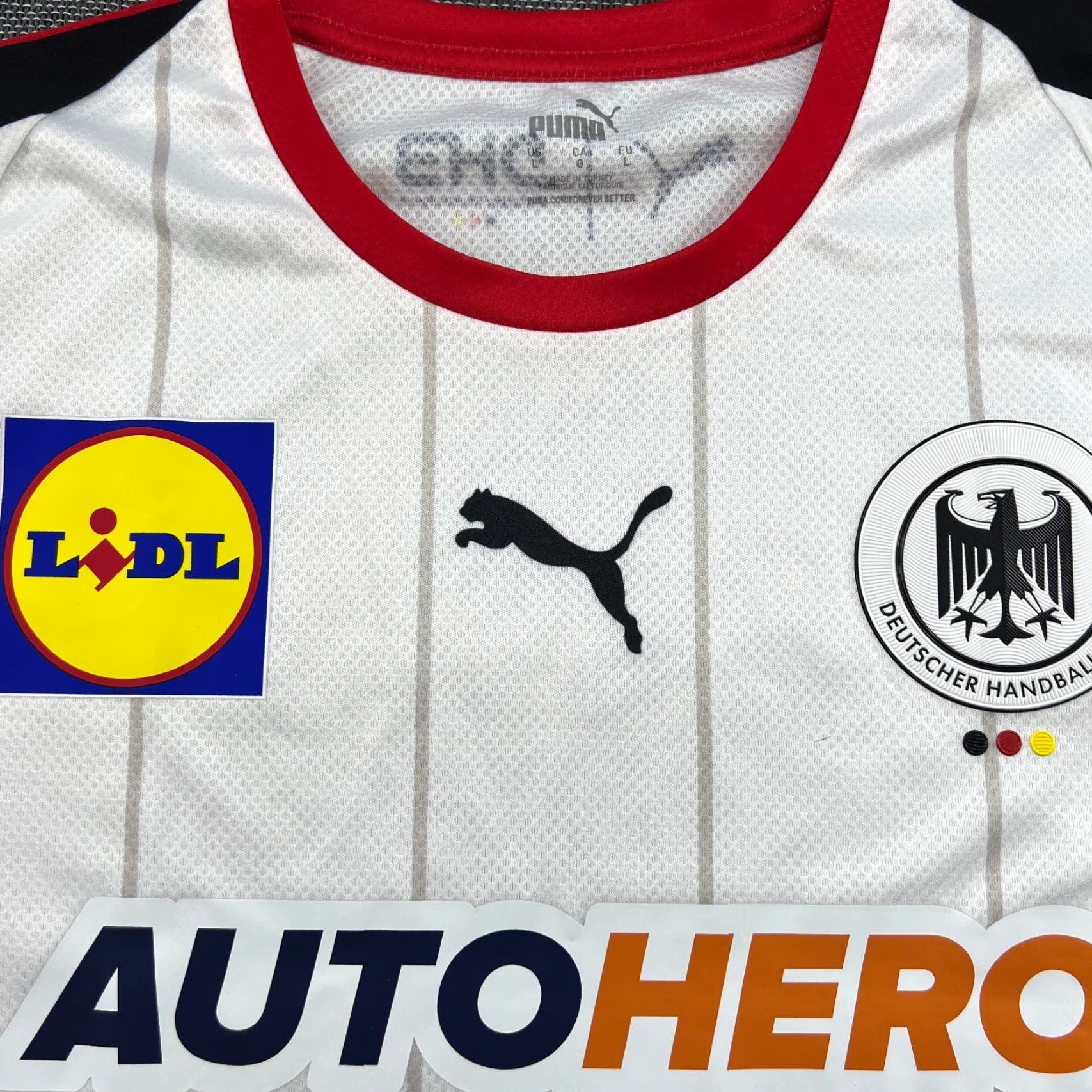 Puma PUMA DHB Germany 2021 2020 Johannes Golla Home Handball jersey Mens L White Short Sleeve Jersey Men Size L Sports Shirt Size US L / EU 52-54 / 3 - 3 Thumbnail