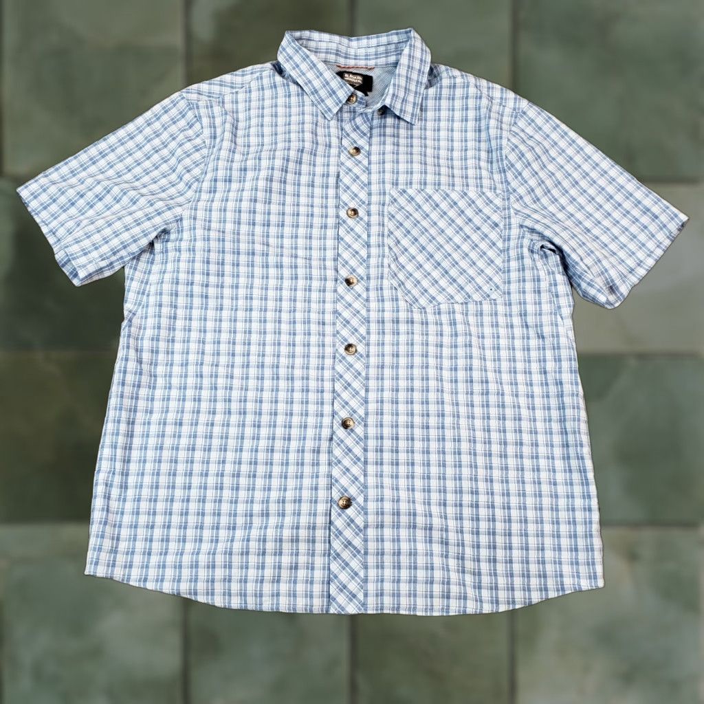 Vintage Alaskan Hardgear Mens Short Sleeve Plaid Button Up Shirt Large Blue Outdoor Breathable Size US L / EU 52-54 / 3 - 1 Thumbnail