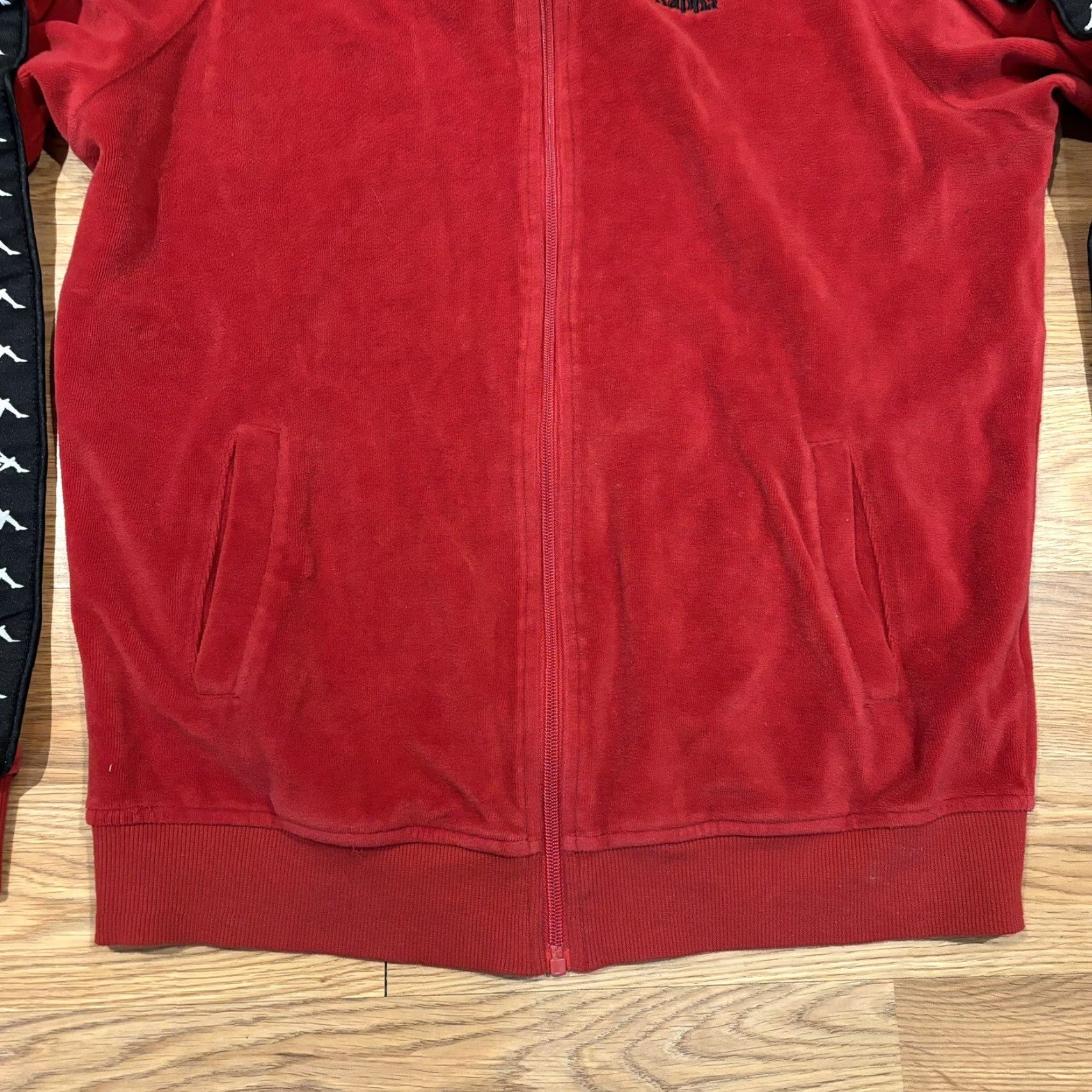 Kappa Kappa Taped Sleeves Red Velour Tracksuit Track Jacket Unisex Size Medium Size M / US 6-8 / IT 42-44 - 3 Thumbnail