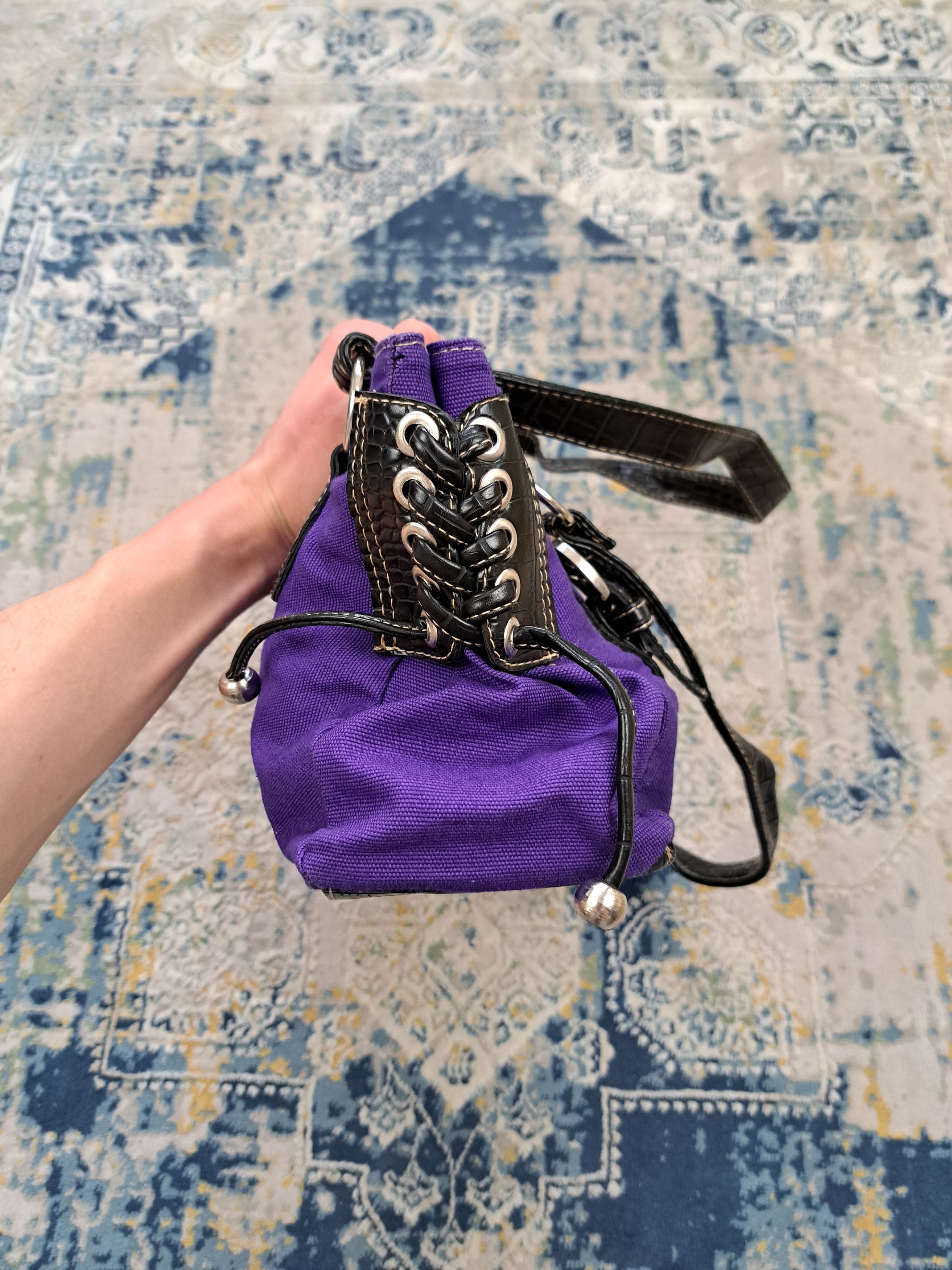 Ed Hardy Rare Ed Hardy y2k Purple Bag Drip Tattoo Love Kills Slowly Size ONE SIZE - 6 Thumbnail