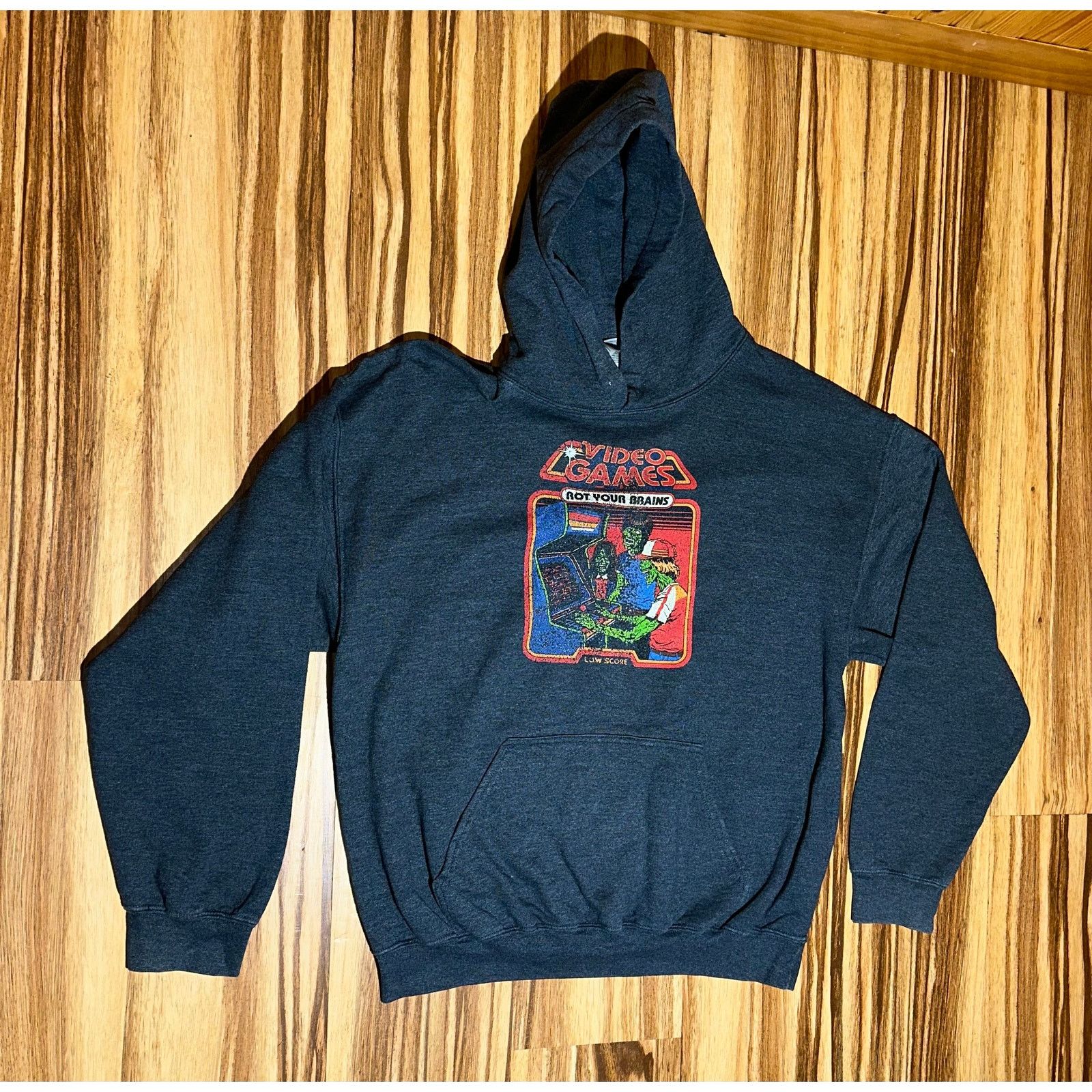 Gildan Video Games Rot Your Brain Dark Gray hoodie Size L Size US L / EU 52-54 / 3 - 2 Thumbnail