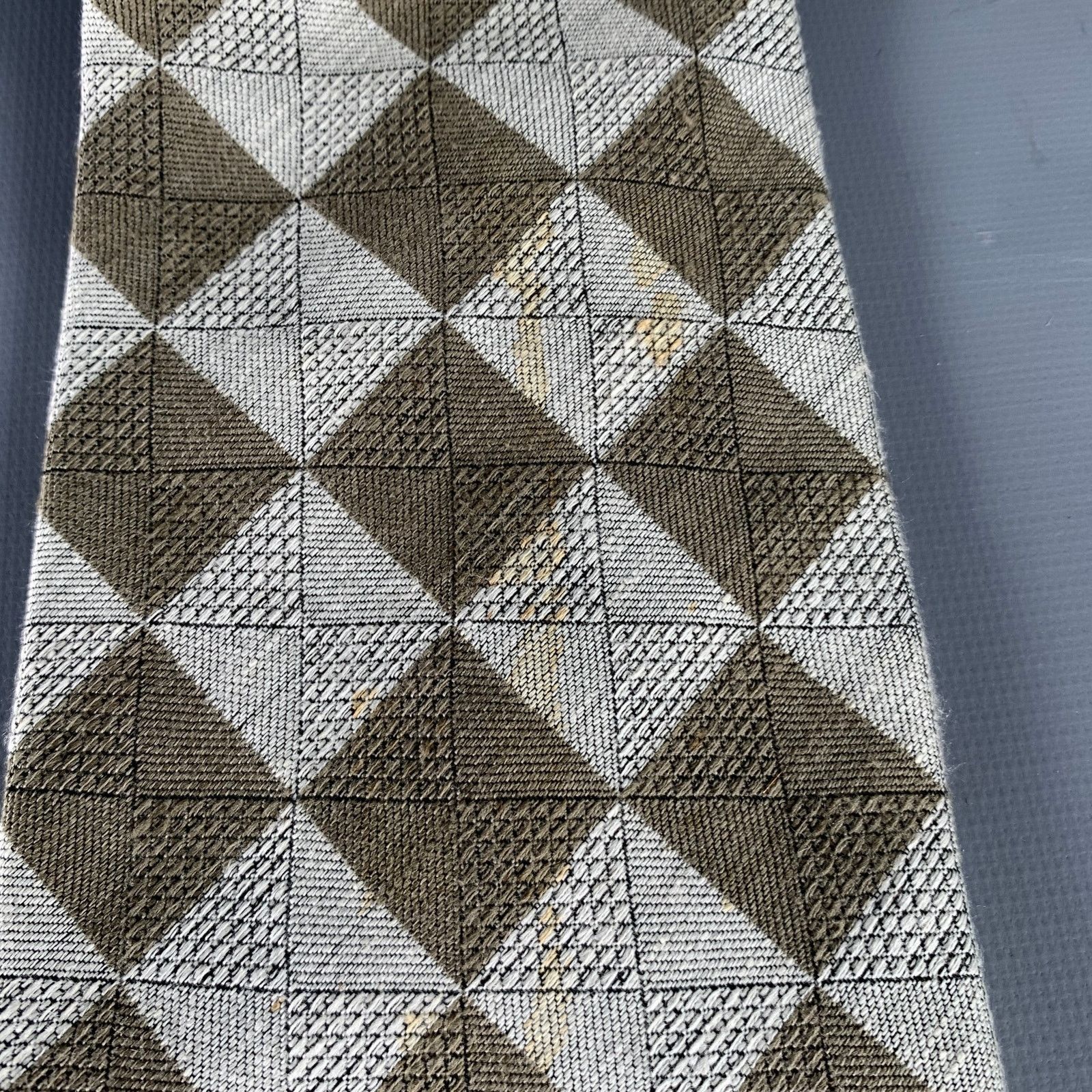 Other ZANZARA Grey Olive Checkered Silk Tie Size ONE SIZE - 3 Thumbnail