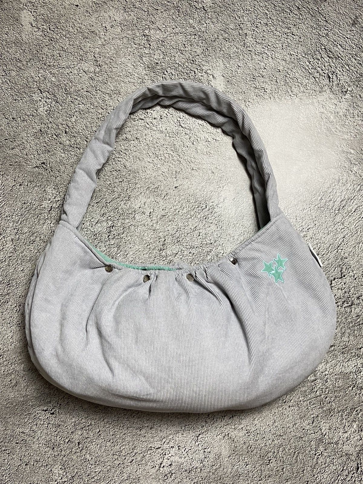 Vintage Y2K Corduroy Velvet Big Shoulder Bag in Grey, Men's