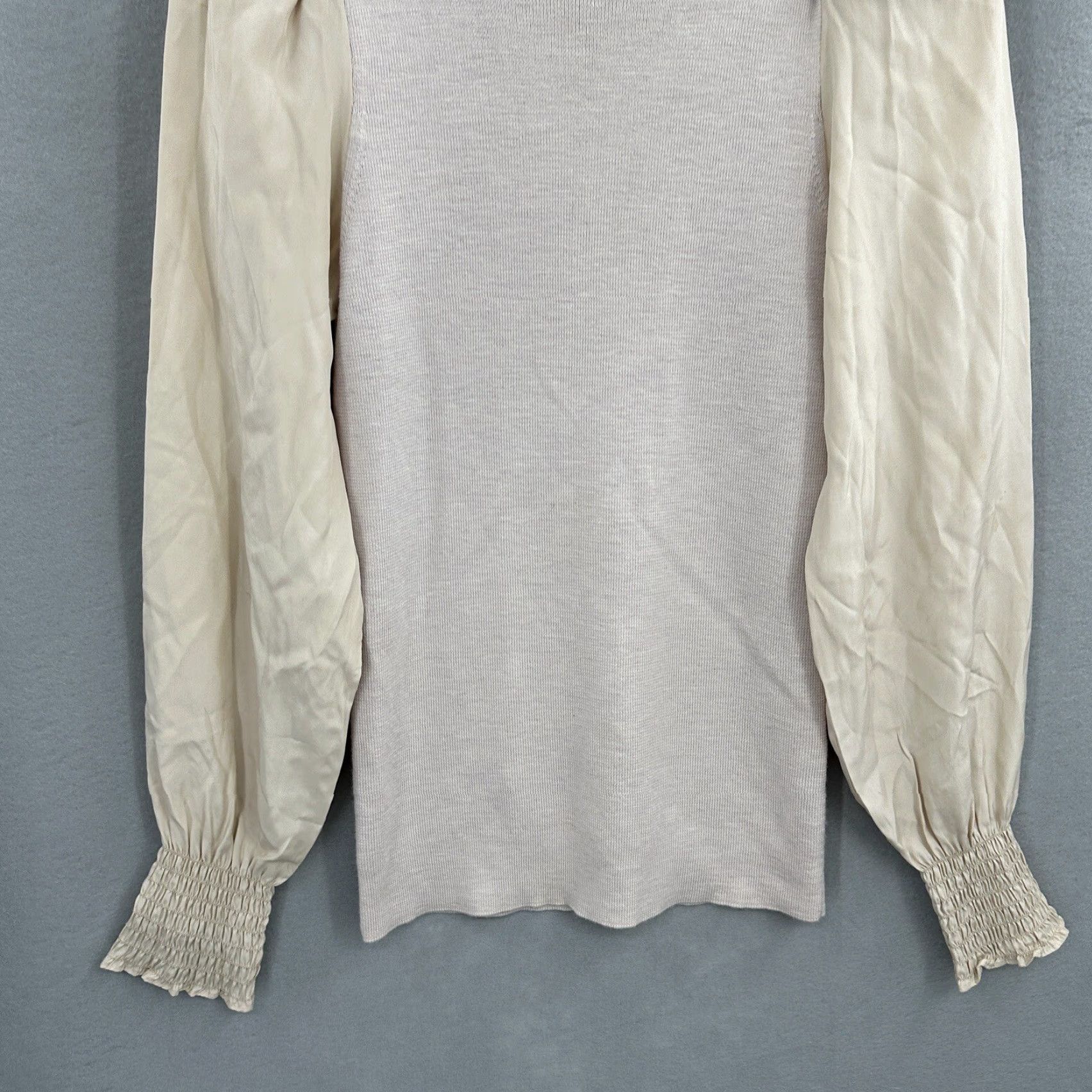 Rebecca Taylor Rebecca Taylor Sweater Womens Medium Puff Sleeve High Neck Knit Blush Pink Designer Ruffle Size M / US 6-8 / IT 42-44 - 2 Thumbnail