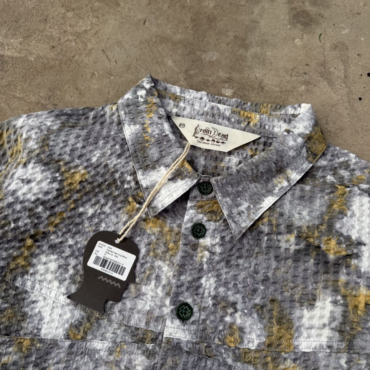 Brain Dead Brain Dead Distored Heat Long Sleeve Grey Button Up Shirt Size US M / EU 48-50 / 2 - 4 Thumbnail