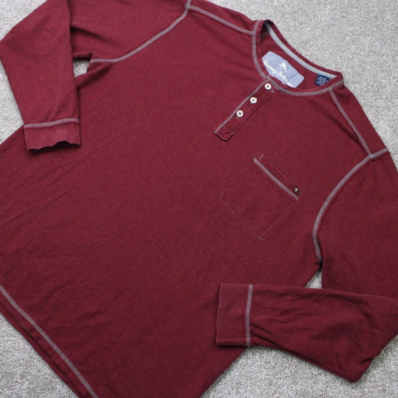 Tommy Bahama Tommy Bahama Henley Shirt Mens XL Red Pima Cotton/Polyester Stretch L/S Pullover Shirt Size US XL / EU 56 / 4 - 3 Thumbnail
