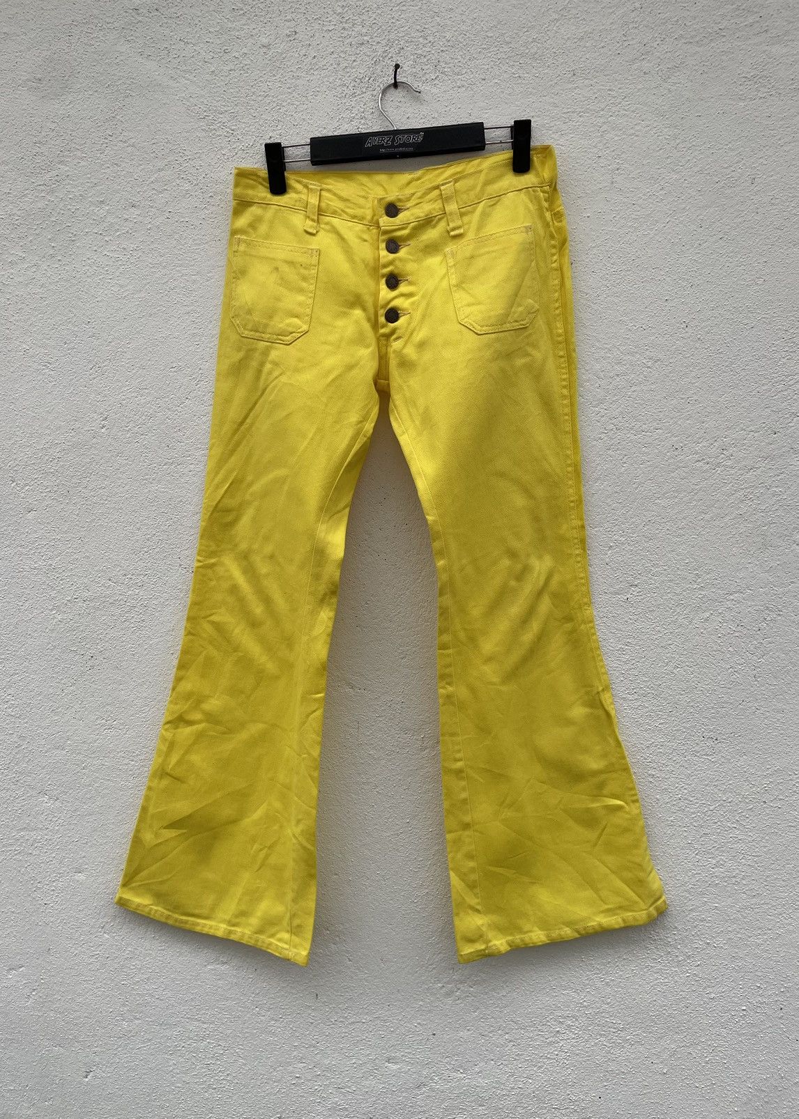 image of Vintage Flare Big Vale Jeans Fashion Yellow, Men's (Size 30)