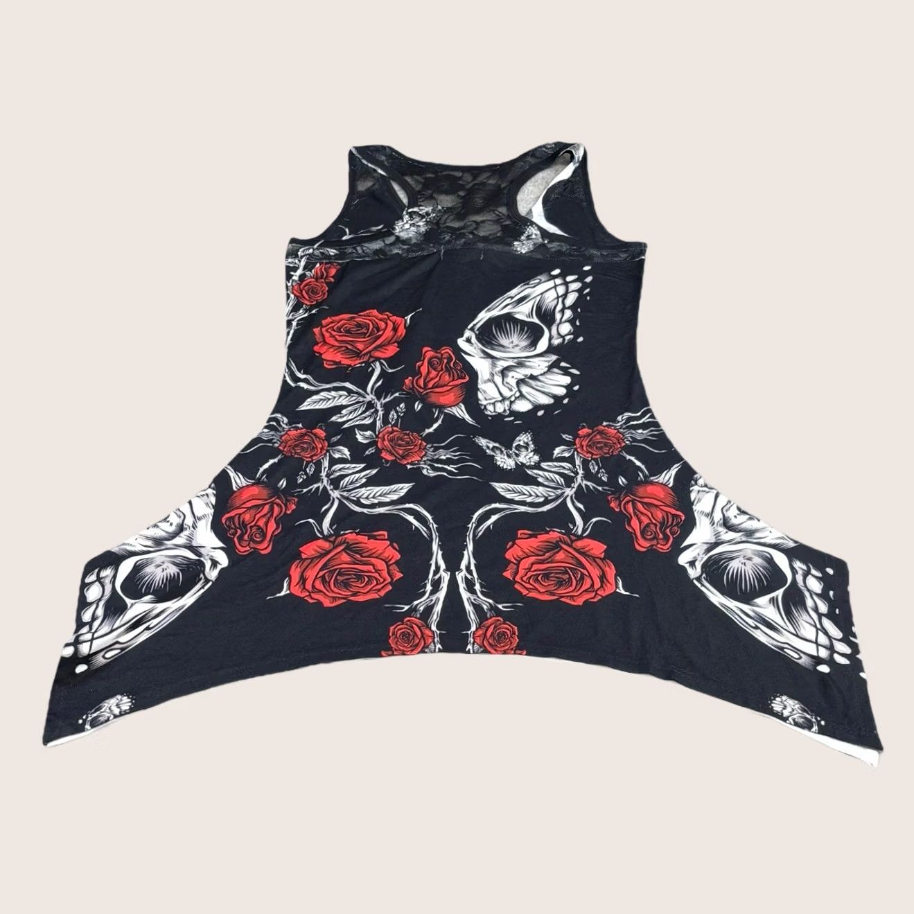 Vintage VIXXSIN Vest Tank Top Small Rose Butterfly Lace Panel Immortal Love Ladies Multi Black Gothic Vest Top S Women Size S / US 4 / IT 40 - 1 Thumbnail