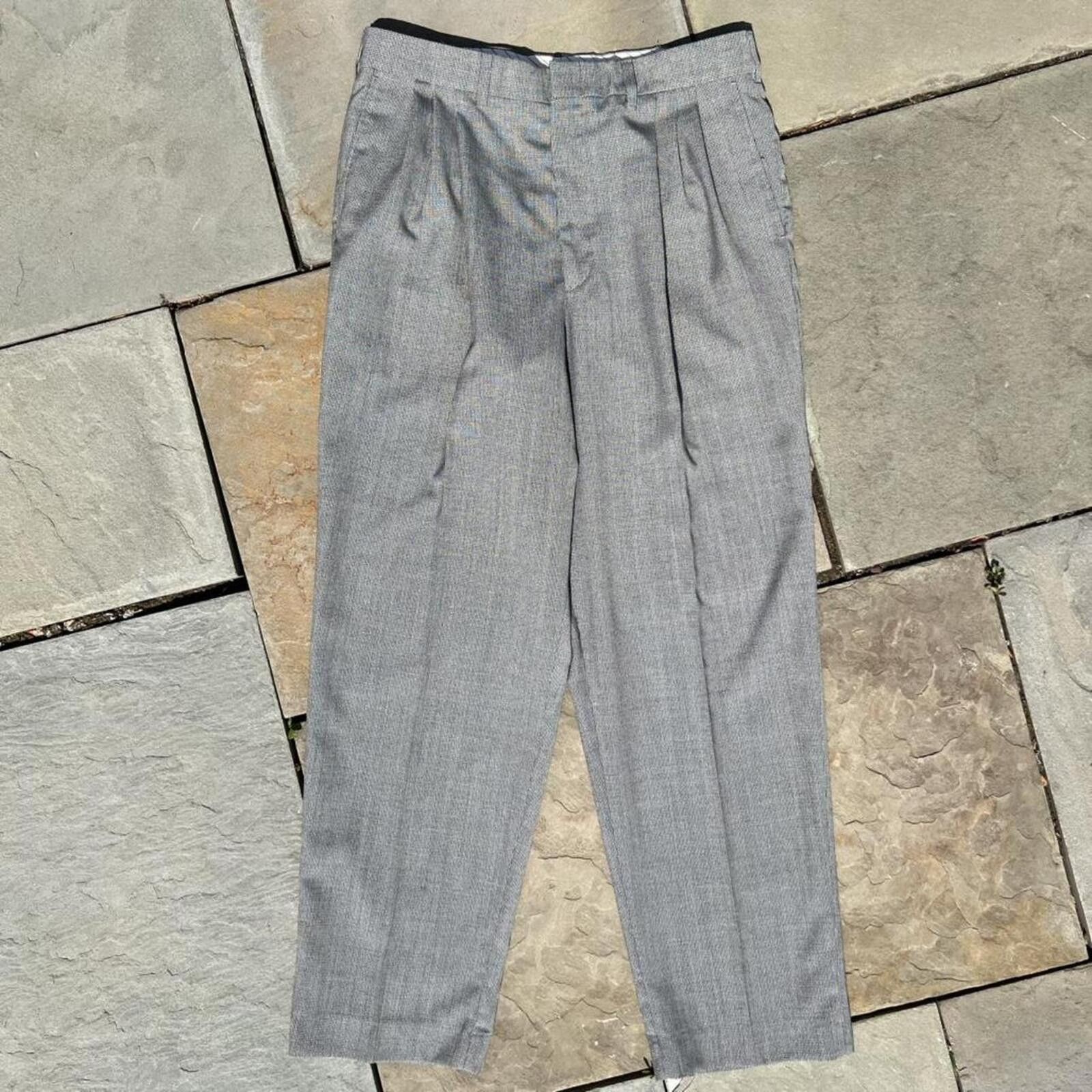 John Henry Neo-Vintage 90s Grey Black Knit Pattern Pleated Pants Size US 32 / EU 48 - 1 Thumbnail