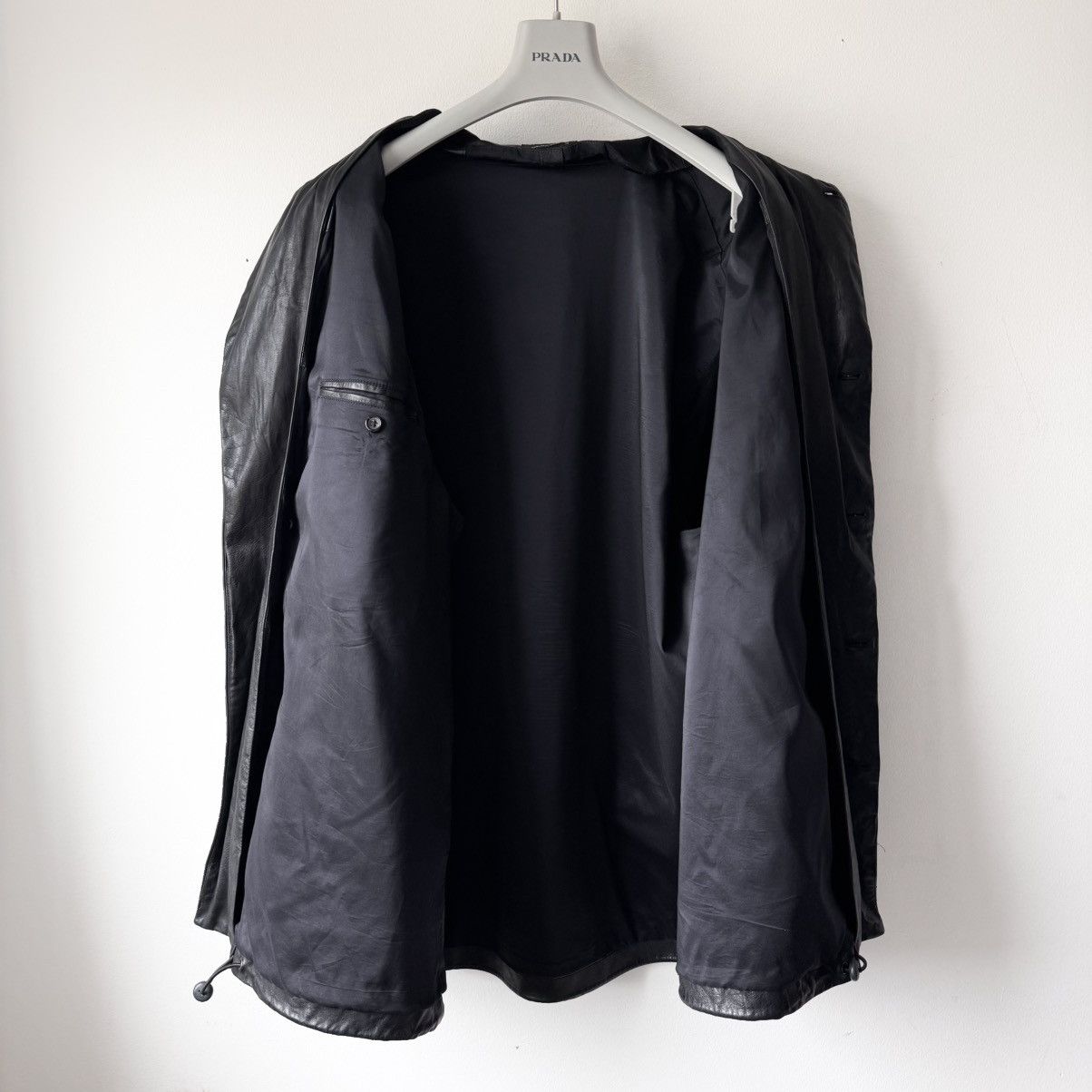Jil Sander Jil Sander 2000’s Black Wool Lined Short Leather Coat Size US M / EU 48-50 / 2 - 11 Thumbnail