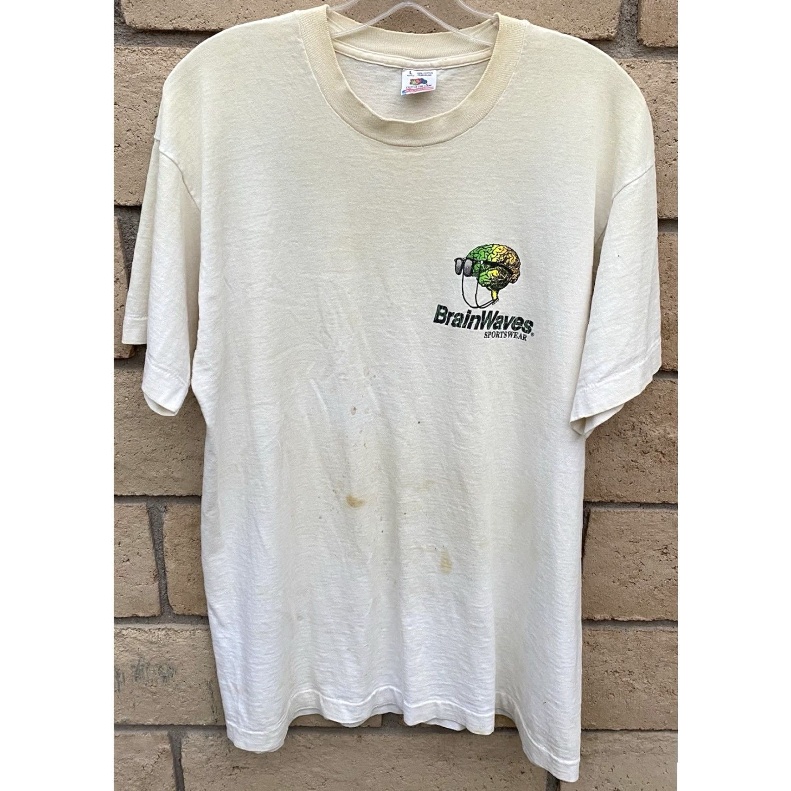 Fruit Of The Loom VINTAGE Brainwaves Hawaii Gecko T Shirt Mens L White Neon 90s Graphic Size US L / EU 52-54 / 3 - 3 Thumbnail