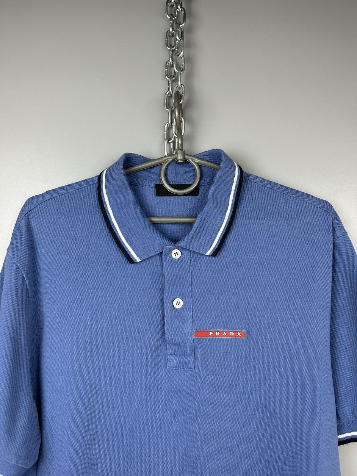Prada × Vintage Prada Red Tab Logo Polo Shirt Size US L / EU 52-54 / 3 - 2 Thumbnail
