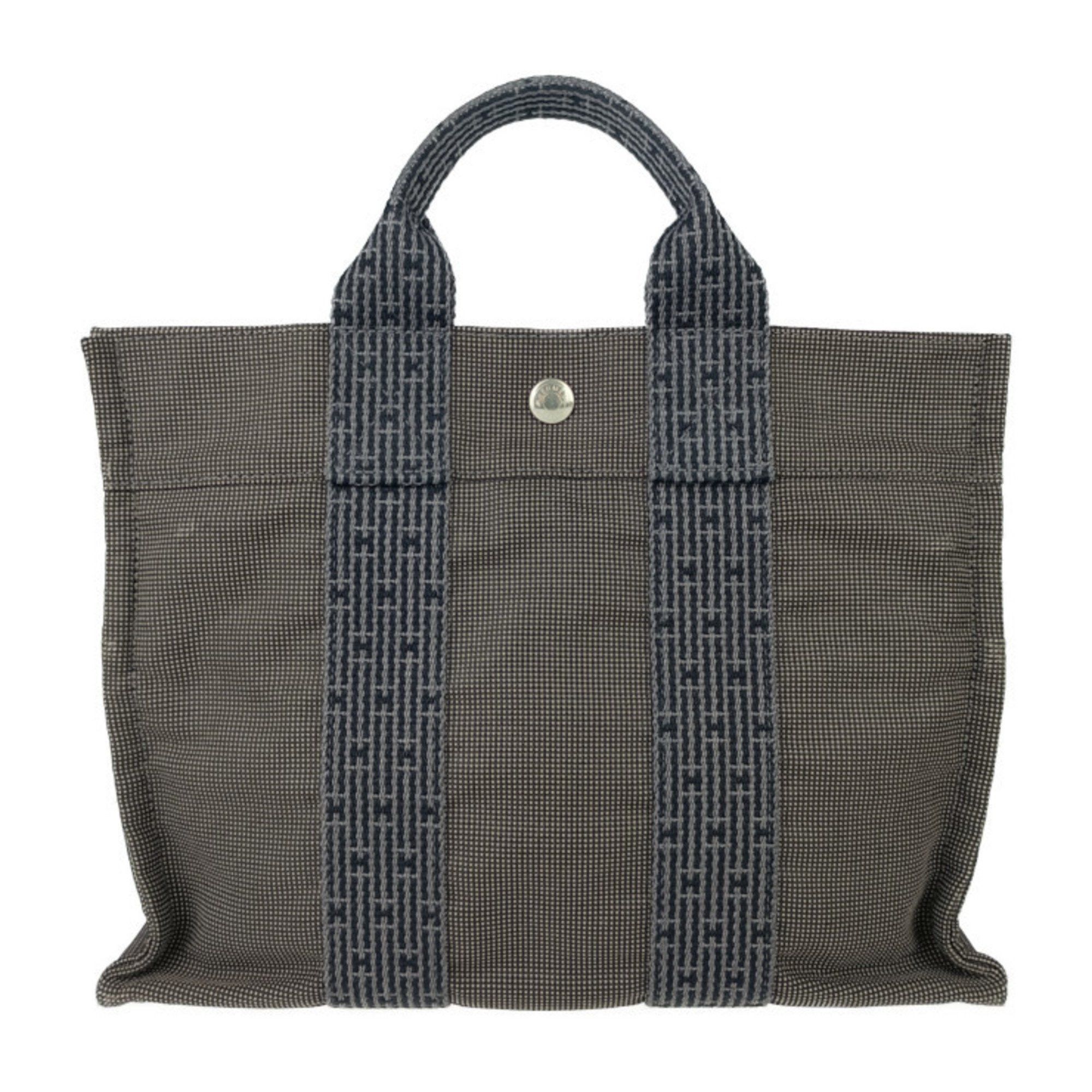 Hermes Tote Bag Air Line Pm Grey Canvas Men's Women's Handbag