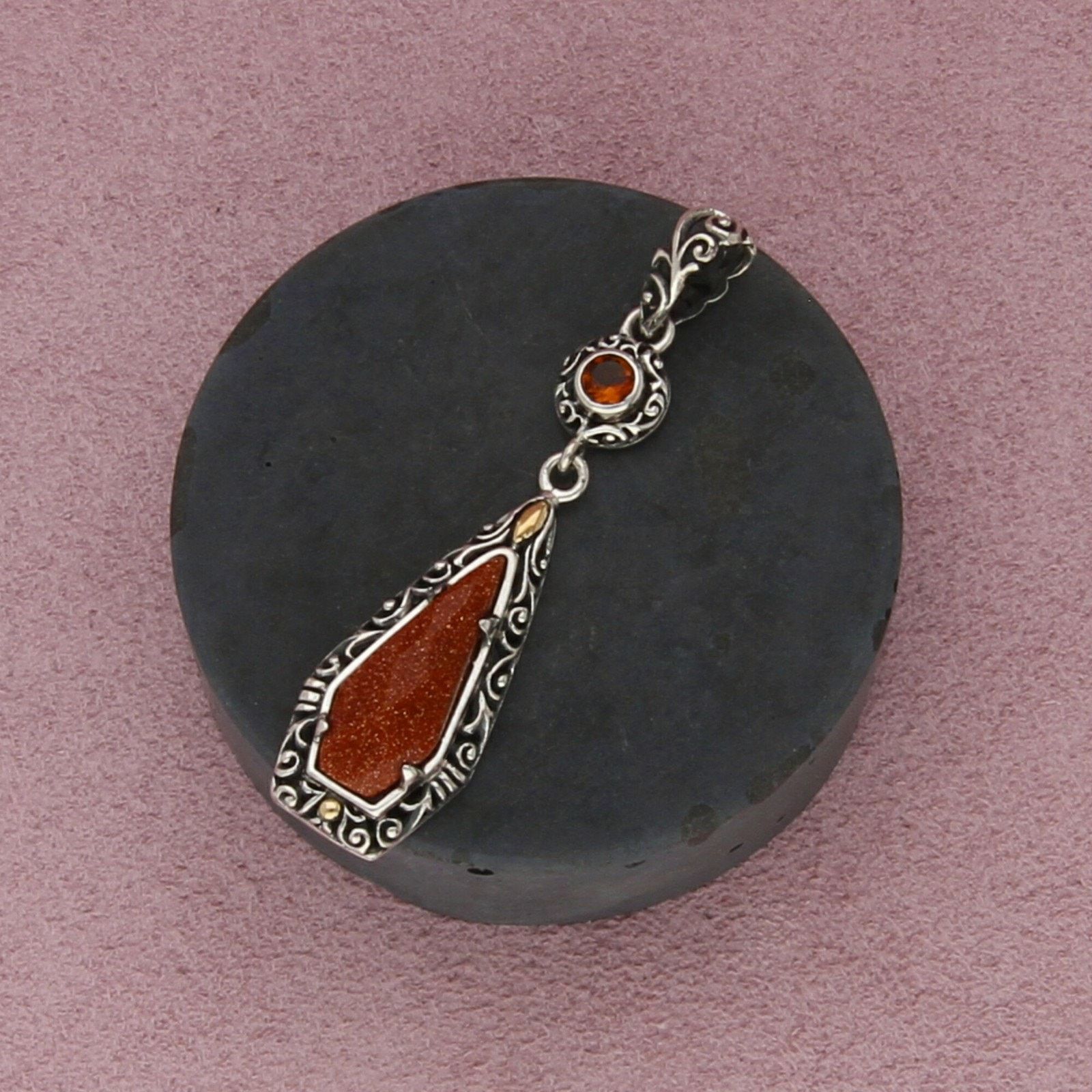 Sterling Silver robert manse sterling silver & 18k gold goldstone pendant Size ONE SIZE - 1 Thumbnail
