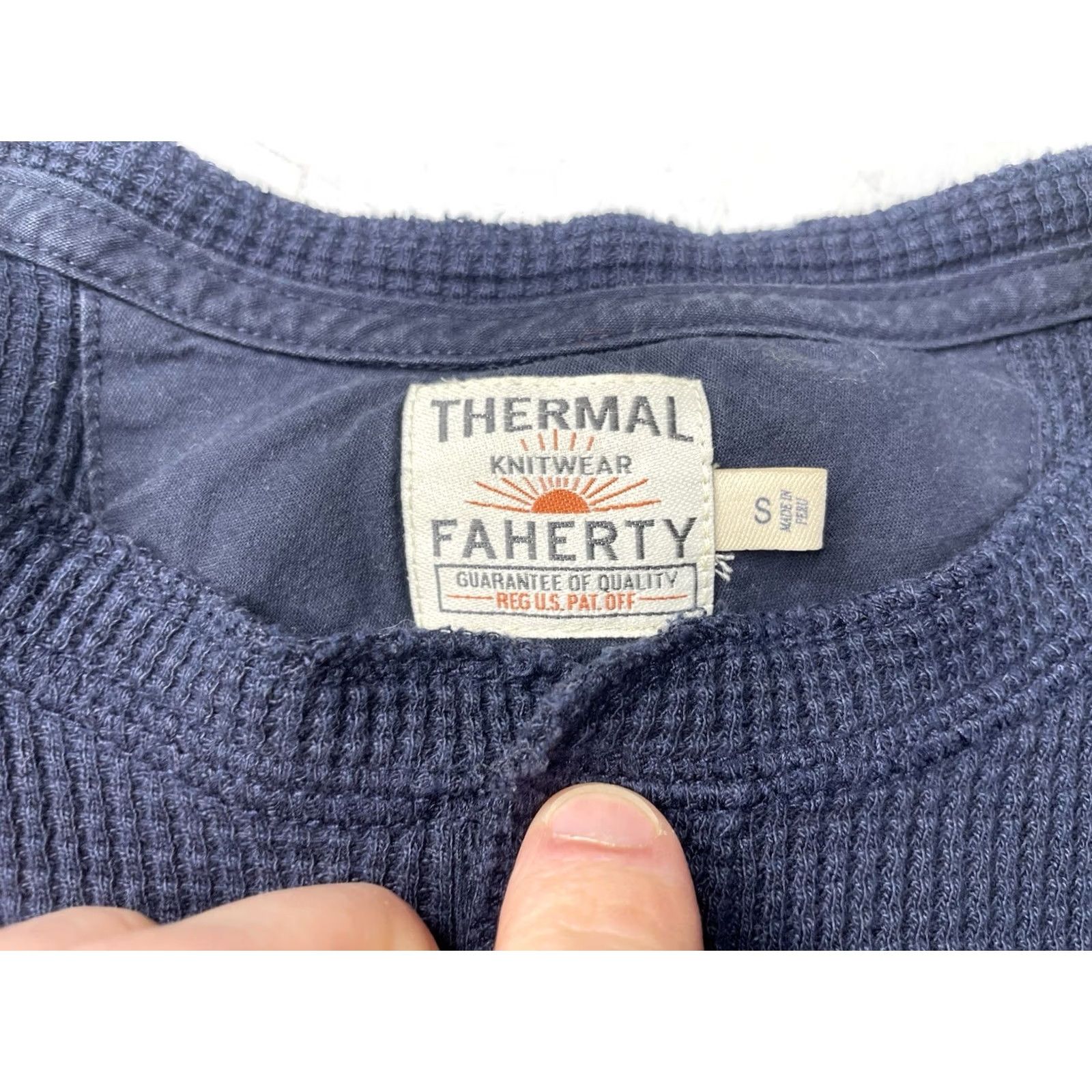 Faherty Faherty Thermal Shirt Mens Small Blue Knitwear Henley Long Sleeve Waffle Knit Size US S / EU 44-46 / 1 - 3 Thumbnail