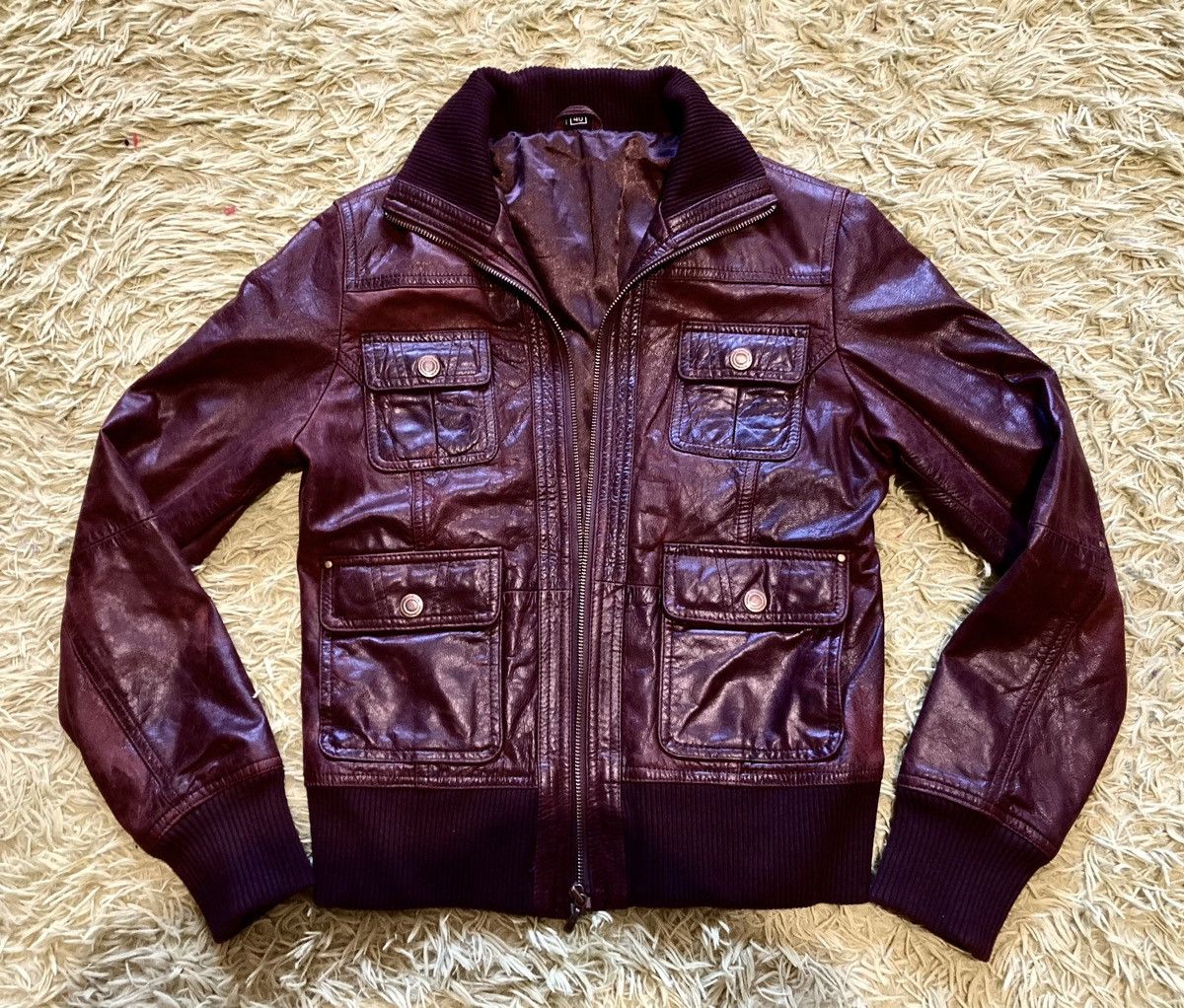 Vintage Brown Leather Bomber Jacket Size US S / EU 44-46 / 1 - 1 Thumbnail
