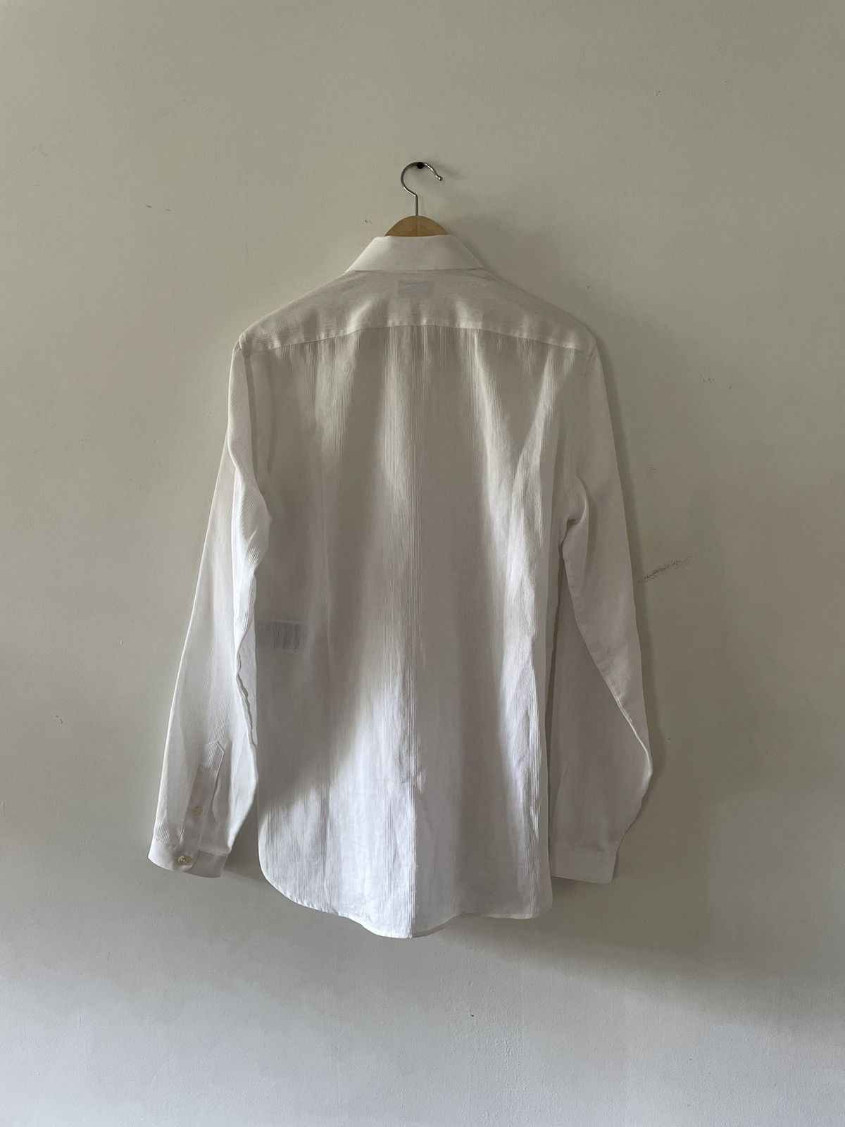Saint Laurent Paris 2019 White Silk Ribbed Shirt Size US M / EU 48-50 / 2 - 2 Thumbnail
