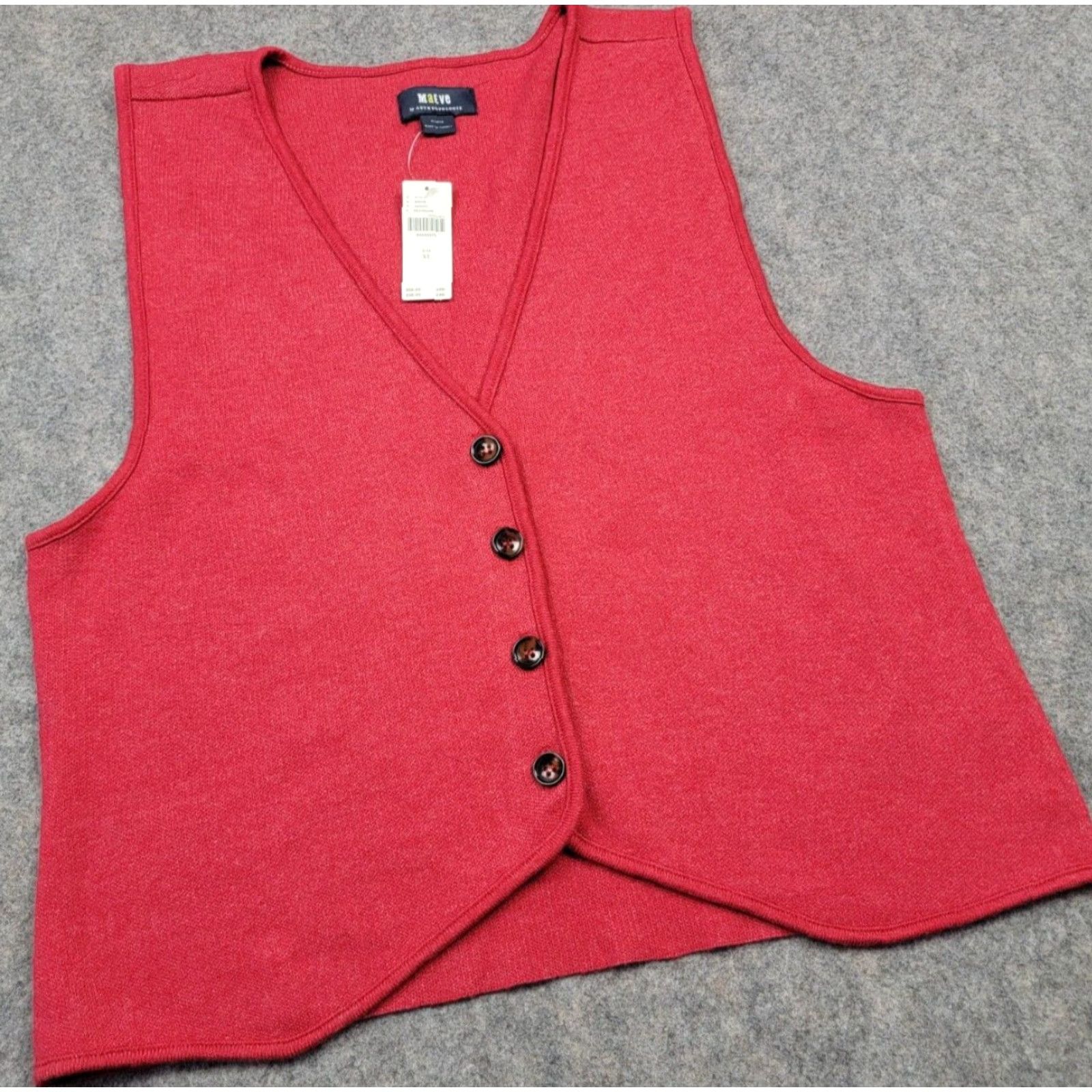 Vintage Maeve Vest Womens XL Red Knit Button Close NWT Adjustable? No Size XL / US 12-14 / IT 48-50 - 5 Thumbnail