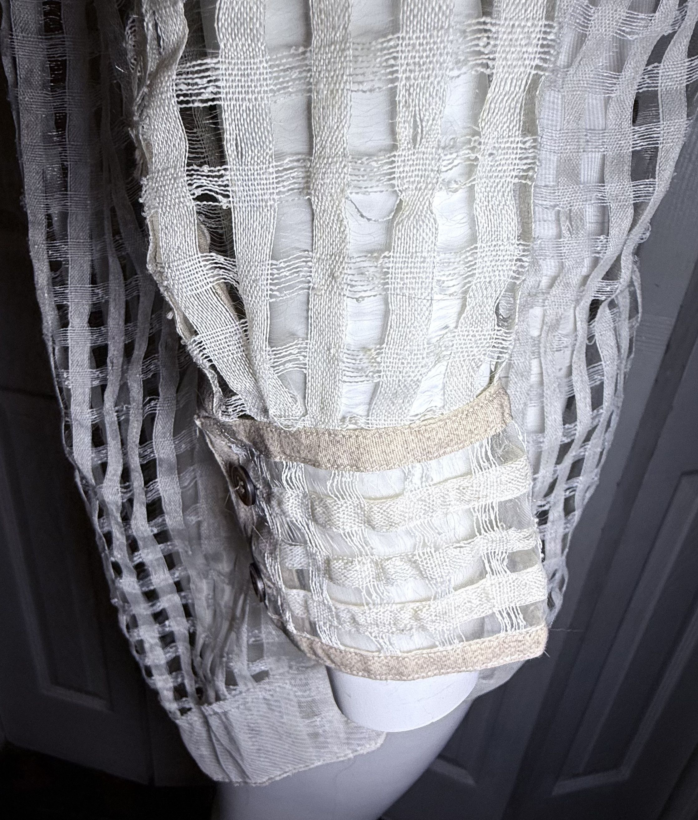 Other Vintage Off White Woven Checkered Sheer Top Size S / US 4 / IT 40 - 4 Thumbnail