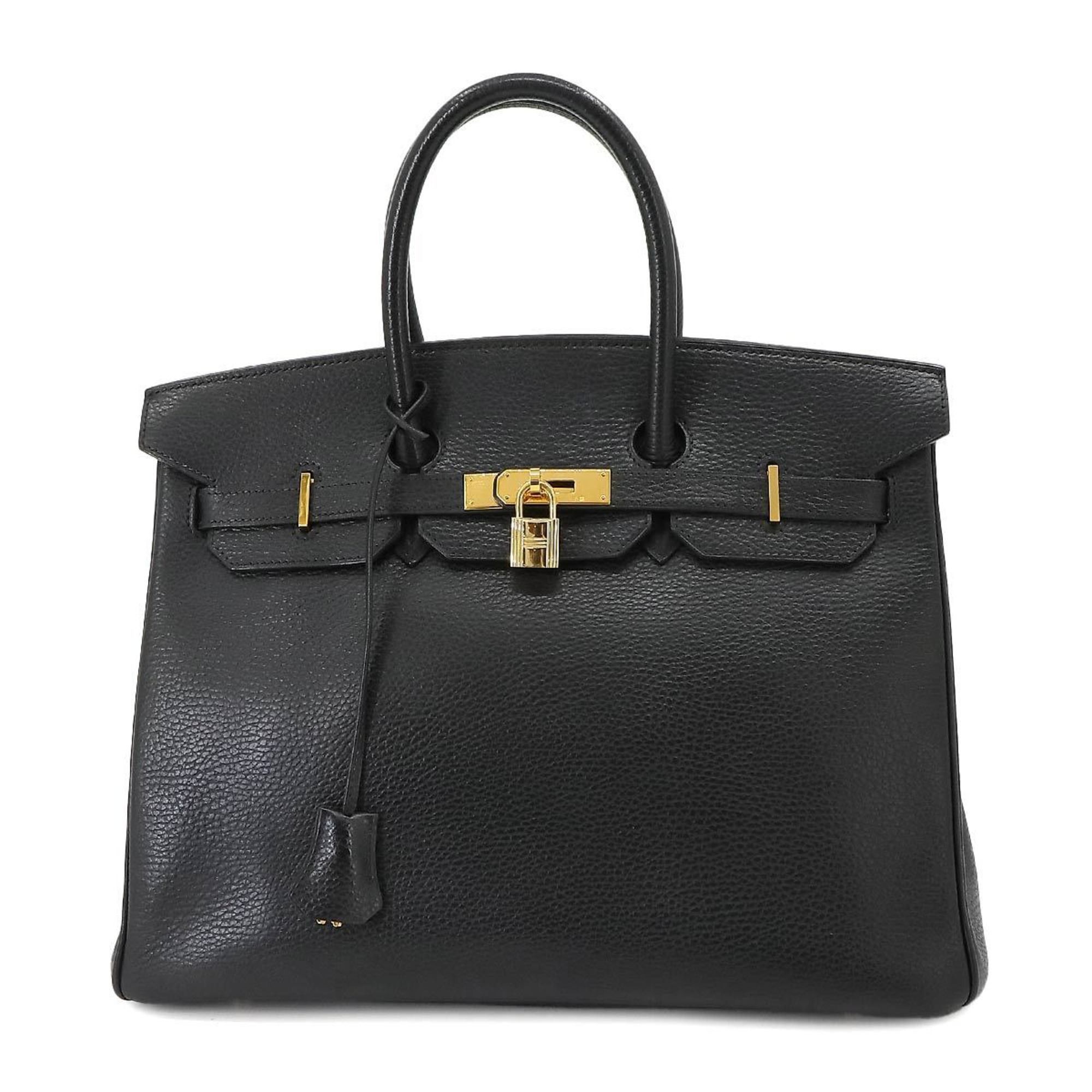 image of Hermes Birkin 35 Hand Bag Ardennes Black G Stamp Gold Hardware, Women's