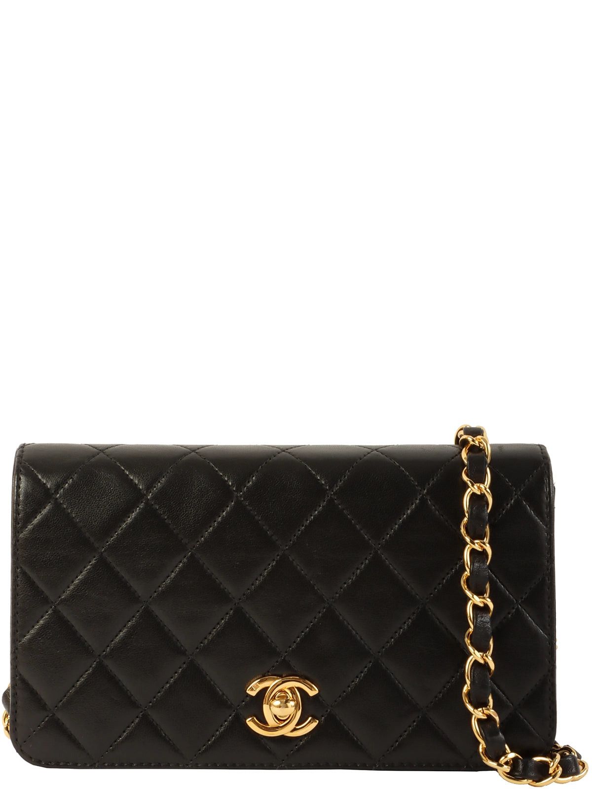 image of Chanel Around 2003 Made Full Flap Chain Bag Mini Black, Women's