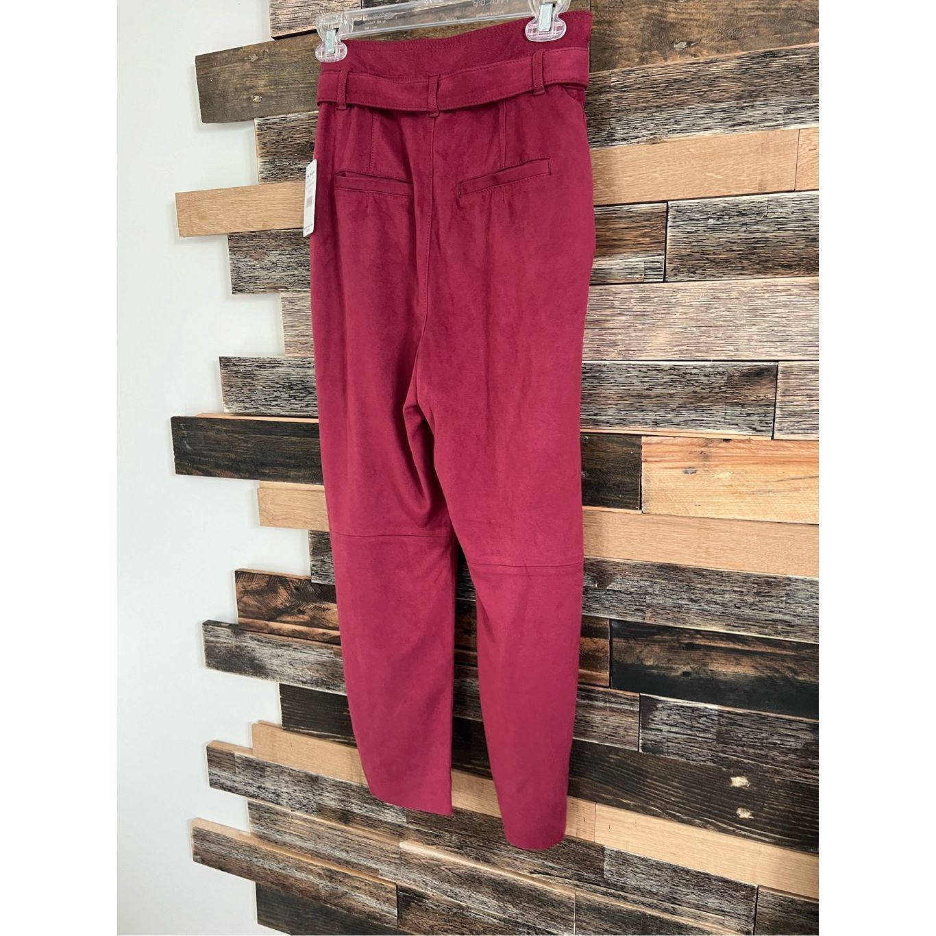 Free People Free People NWT Womens Burgundy Faux Suede Belted Cropped Pa Size 25" / US 0 / IT 36 - 4 Thumbnail