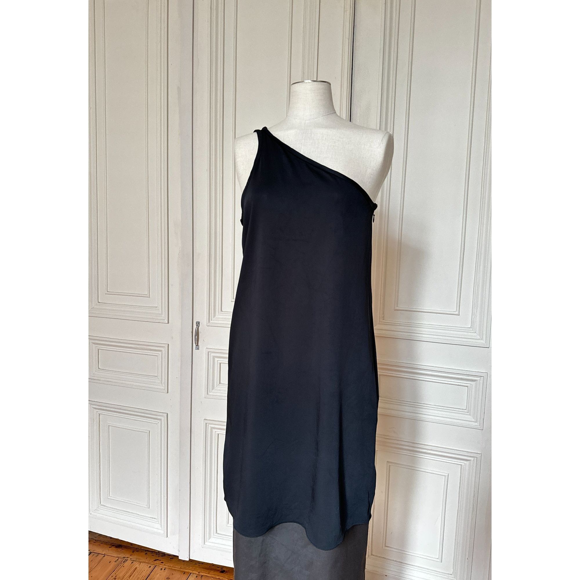 Celine Black One-Shoulder Viscose Dress Size M / US 6-8 / IT 42-44 - 2 Thumbnail