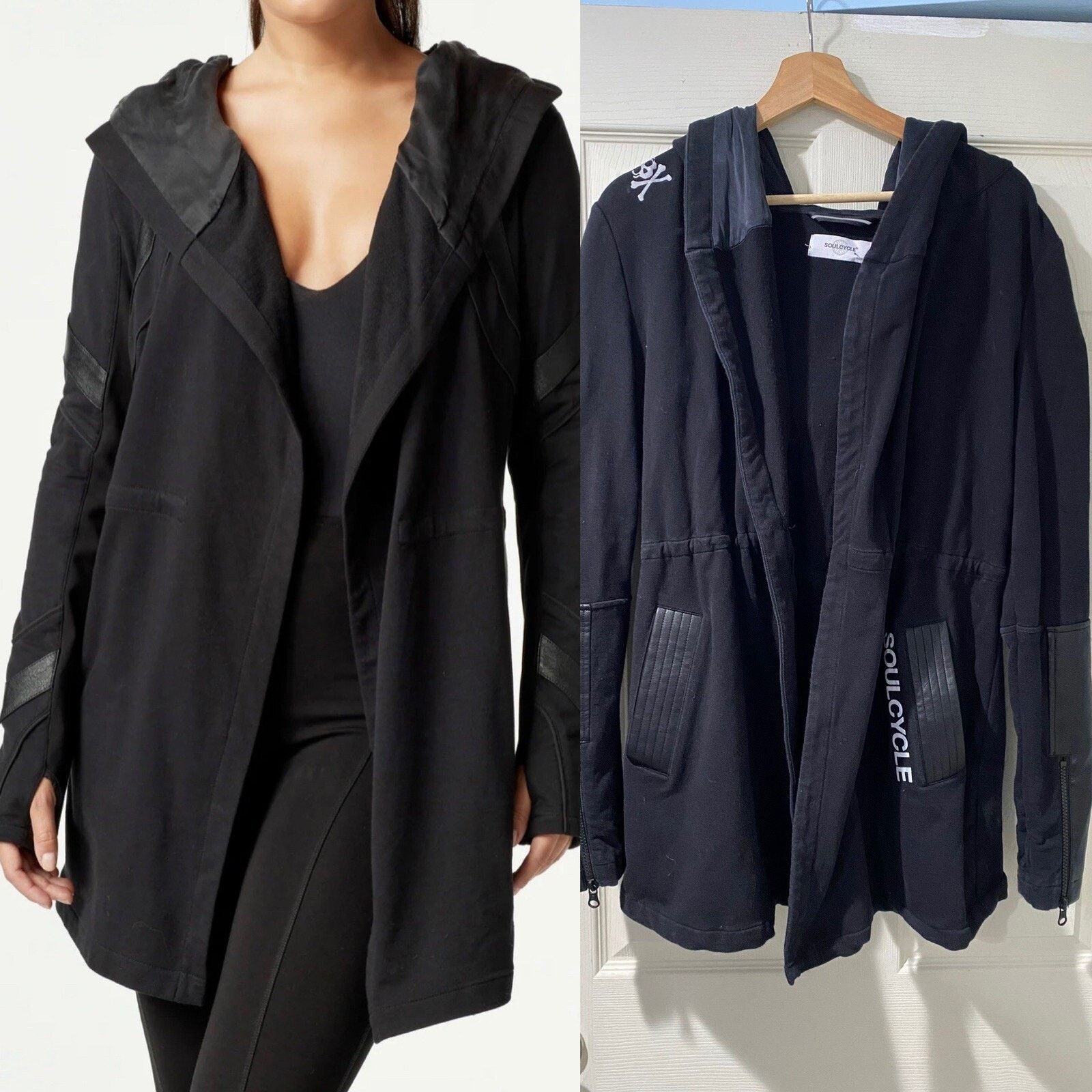 & Other Stories SoulCycle Black Hoodie With Leather Arms Size Medium A001510 Size M / US 6-8 / IT 42-44 - 1 Thumbnail