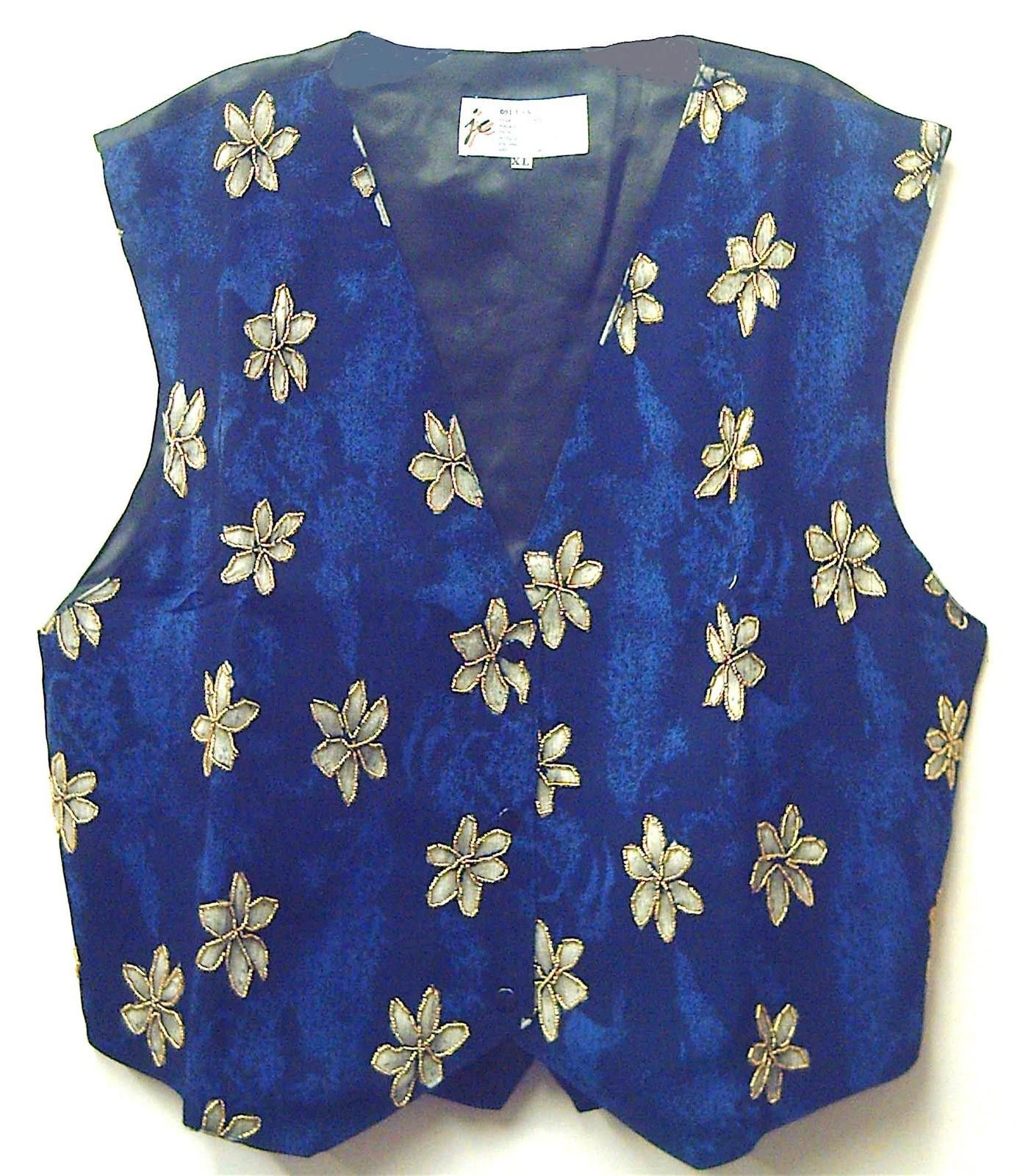 Designer Rayon Beaded Vest Navy Flowered size XL only Size XL / US 12-14 / IT 48-50 - 1 Preview
