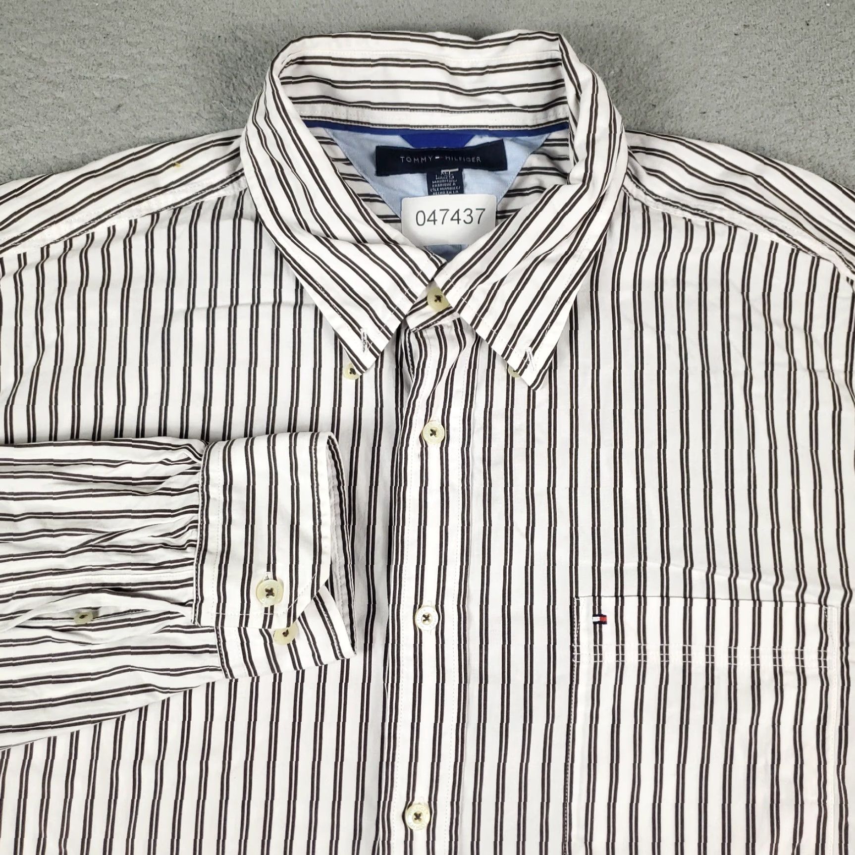 Tommy Hilfiger Tommy Hilfiger Shirt Mens XL White Brown Striped Button-Up Long Sleeve Casual Business Formal Party/Cocktail Workwear Size US XL / EU 56 / 4 - 2 Thumbnail
