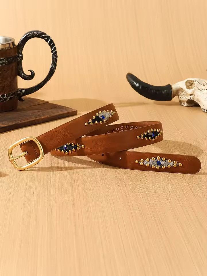 Japanese Brand Brown studded western style 92 cm Size 32 - 4 Thumbnail