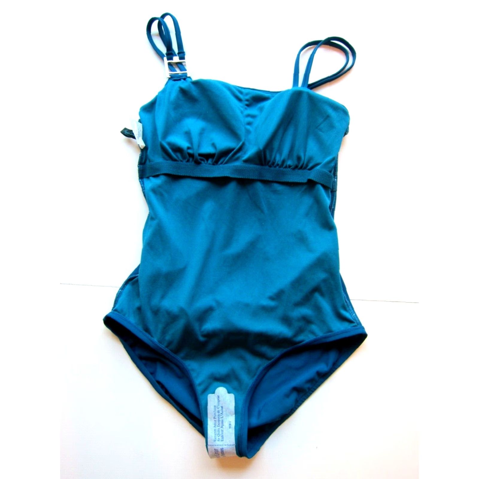 AQUA New Aqua Green Jade Green Silver Double Strap One Piece Swimsuit Women Medium Size ONE SIZE - 8 Thumbnail