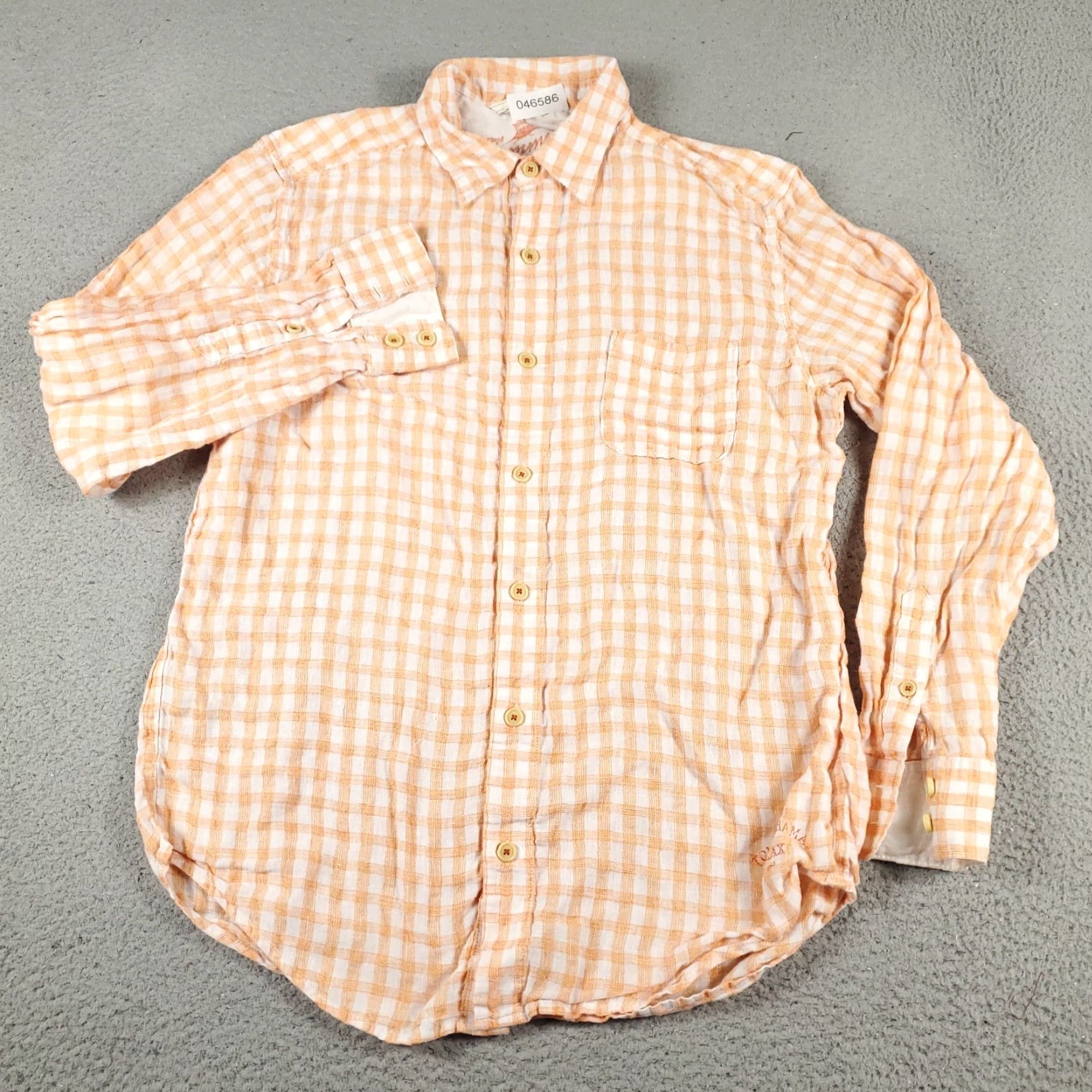 Tommy Bahama Tommy Bahama Men's Medium Orange Plaid Linen Button-Up Long Sleeve Shirt Size US M / EU 48-50 / 2 - 2 Thumbnail
