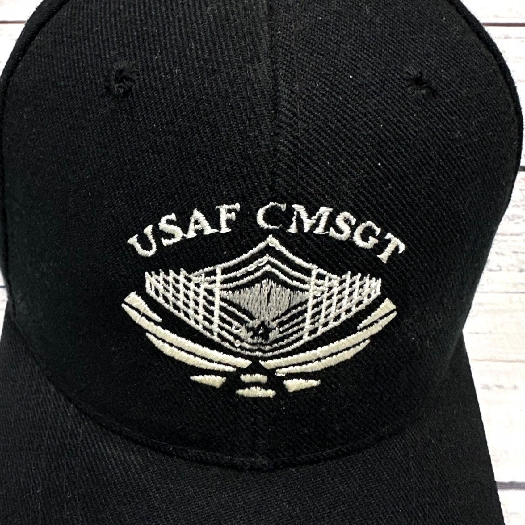 Bally Vintage USAF CMSGT Black Ball Cap Adjustable Baseball Hat One Size Mens Black Cap Size ONE SIZE - 2 Thumbnail