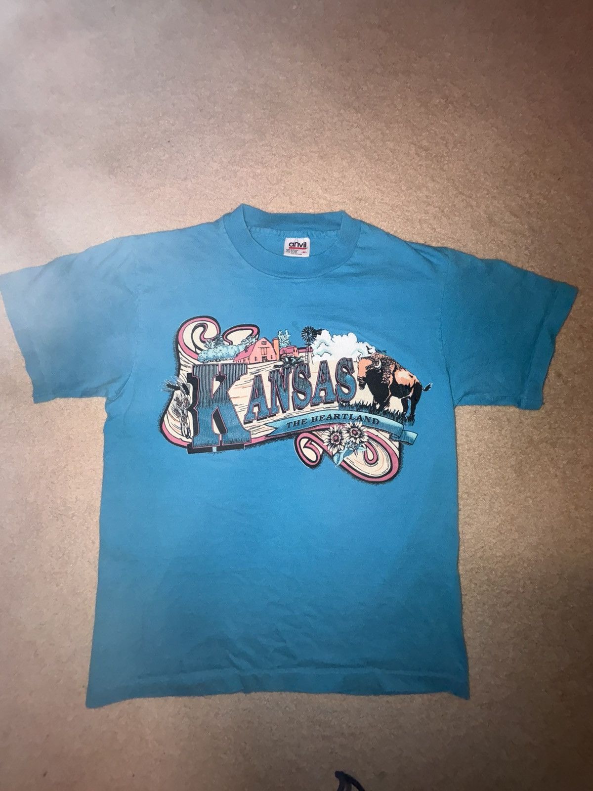 Anvil × Vintage Vintage Kansas Shirt “The Heartland” Single-Stitch Adult M Size US M / EU 48-50 / 2 - 1 Thumbnail