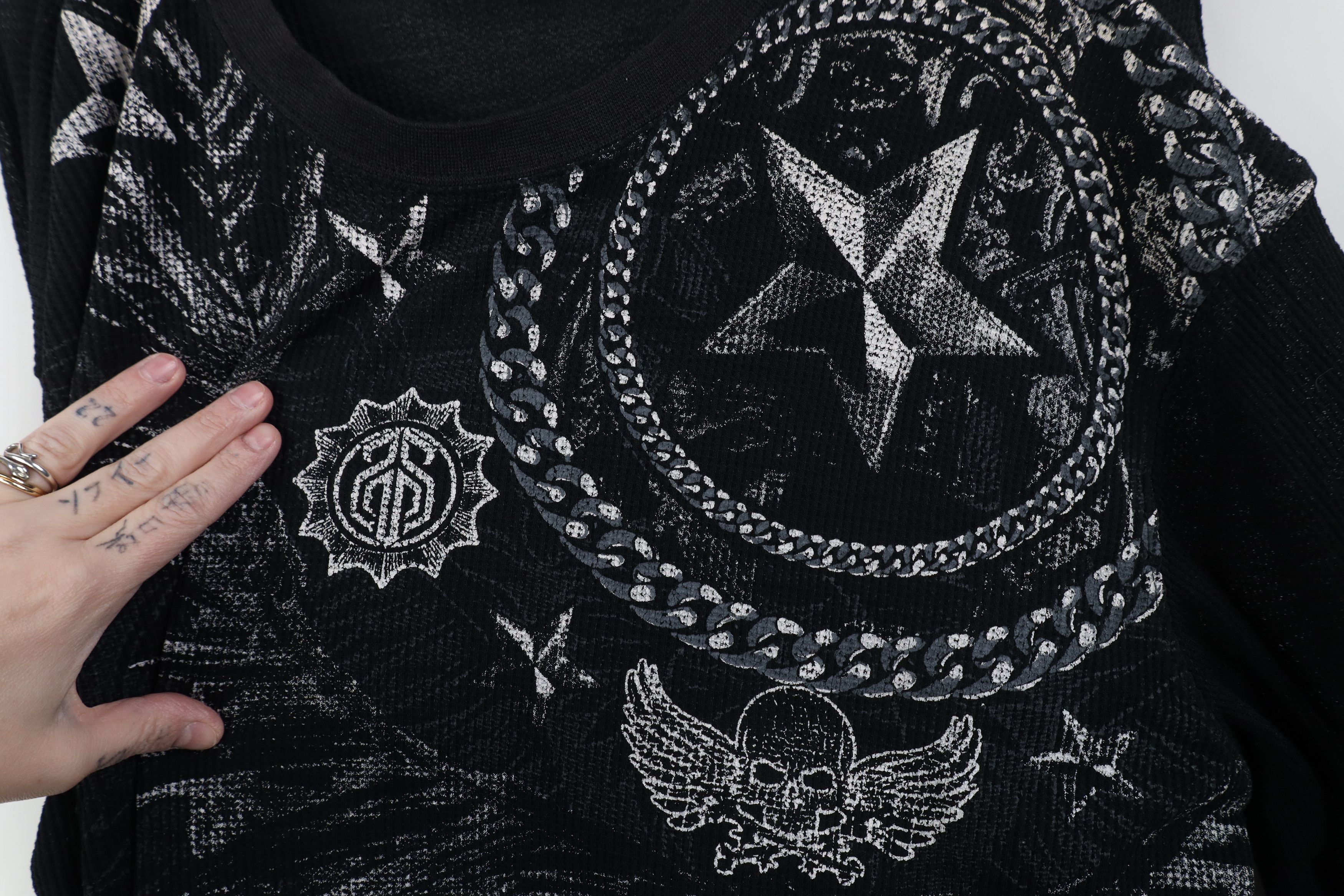 Southpole Vintage Y2K Southpole Skull Waffle Knit T-Shirt Black Size US XXL / EU 58 / 5 - 6 Thumbnail