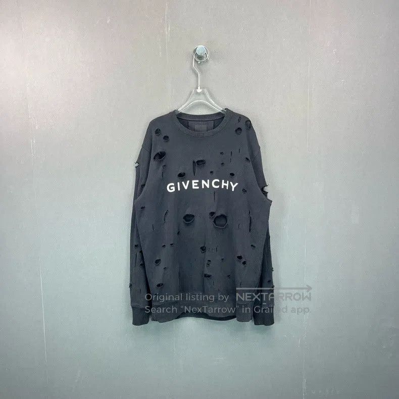 Givenchy Givenchy S / Hole Double Layer Printed Letter DIY Hoodie Size US S / EU 44-46 / 1 - 1 Thumbnail