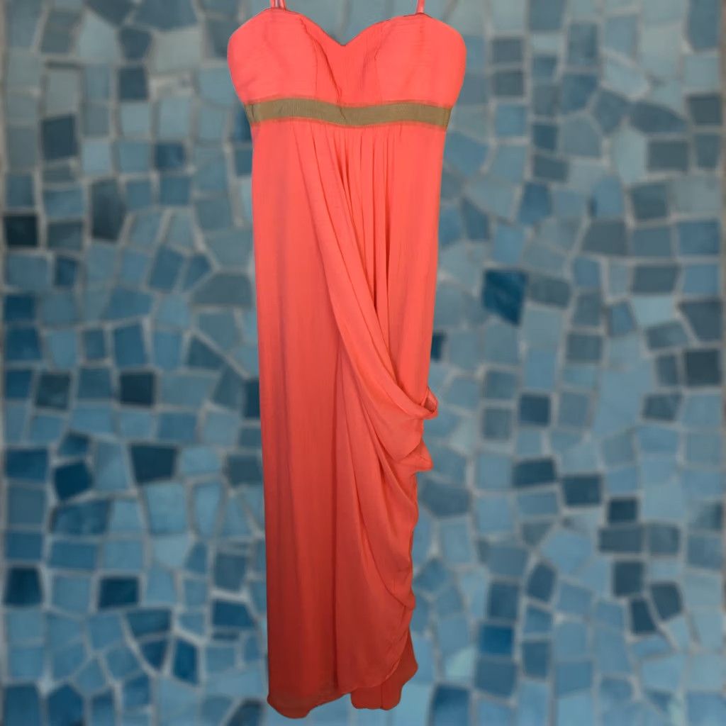 terracotta dress bridesmaid Dark A-Line V-Neck Spaghetti Straps Ruched Color:Chambray Stripe feminine shape pfseasonalfashion_p25 1970s Balmain Navy Printed