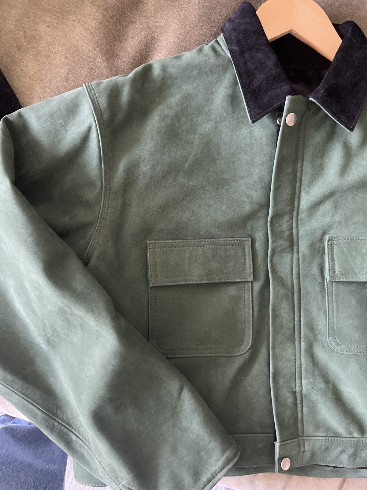 Other Diallo / Boxy Crop Suede Jacket / Green / Small Size US S / EU 44-46 / 1 - 7 Thumbnail