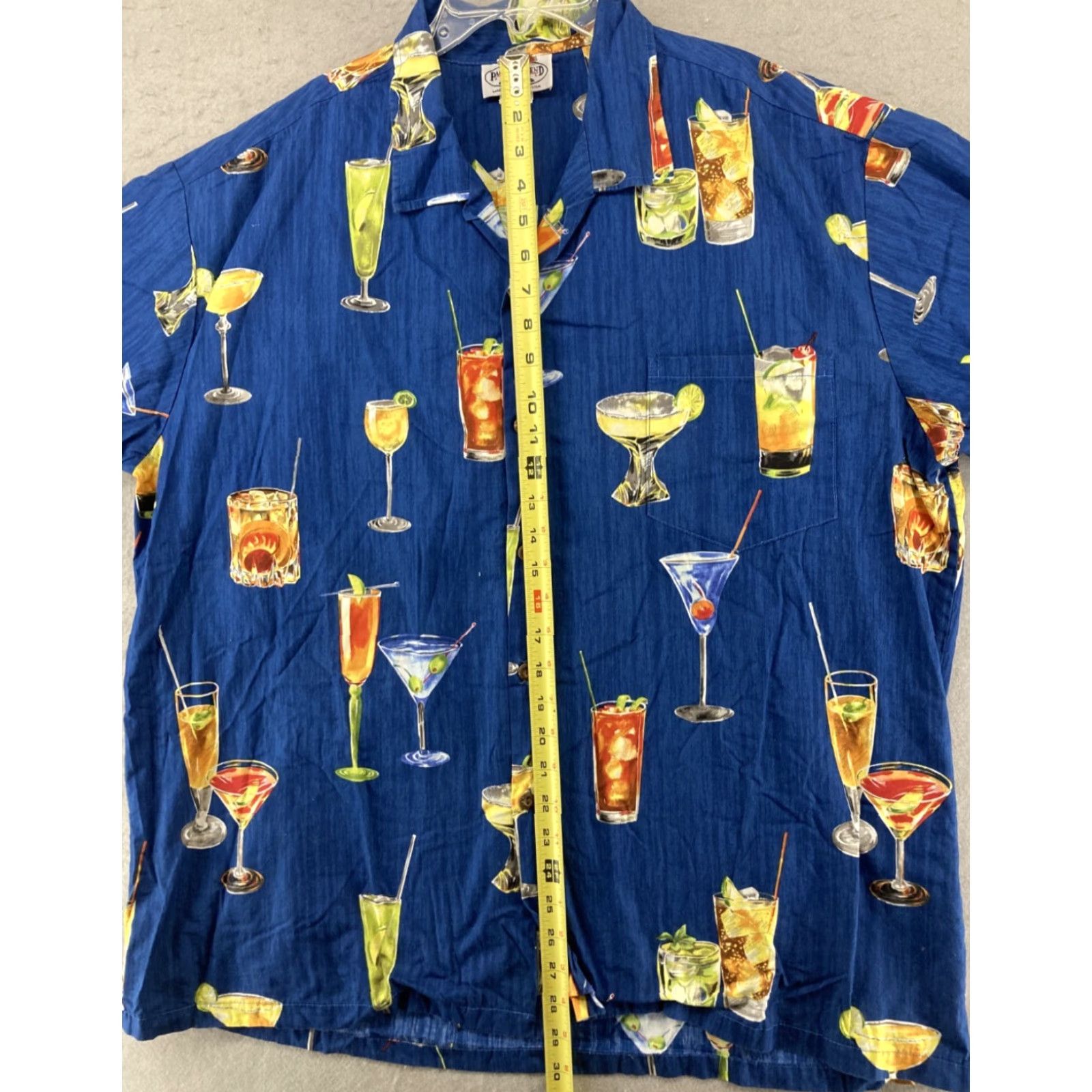 Vintage Vintage Legend Hawaiian Shirt Men 2XL Short Sleeve Blue Cocktails Summer Vacation Size US 39 - 5 Thumbnail
