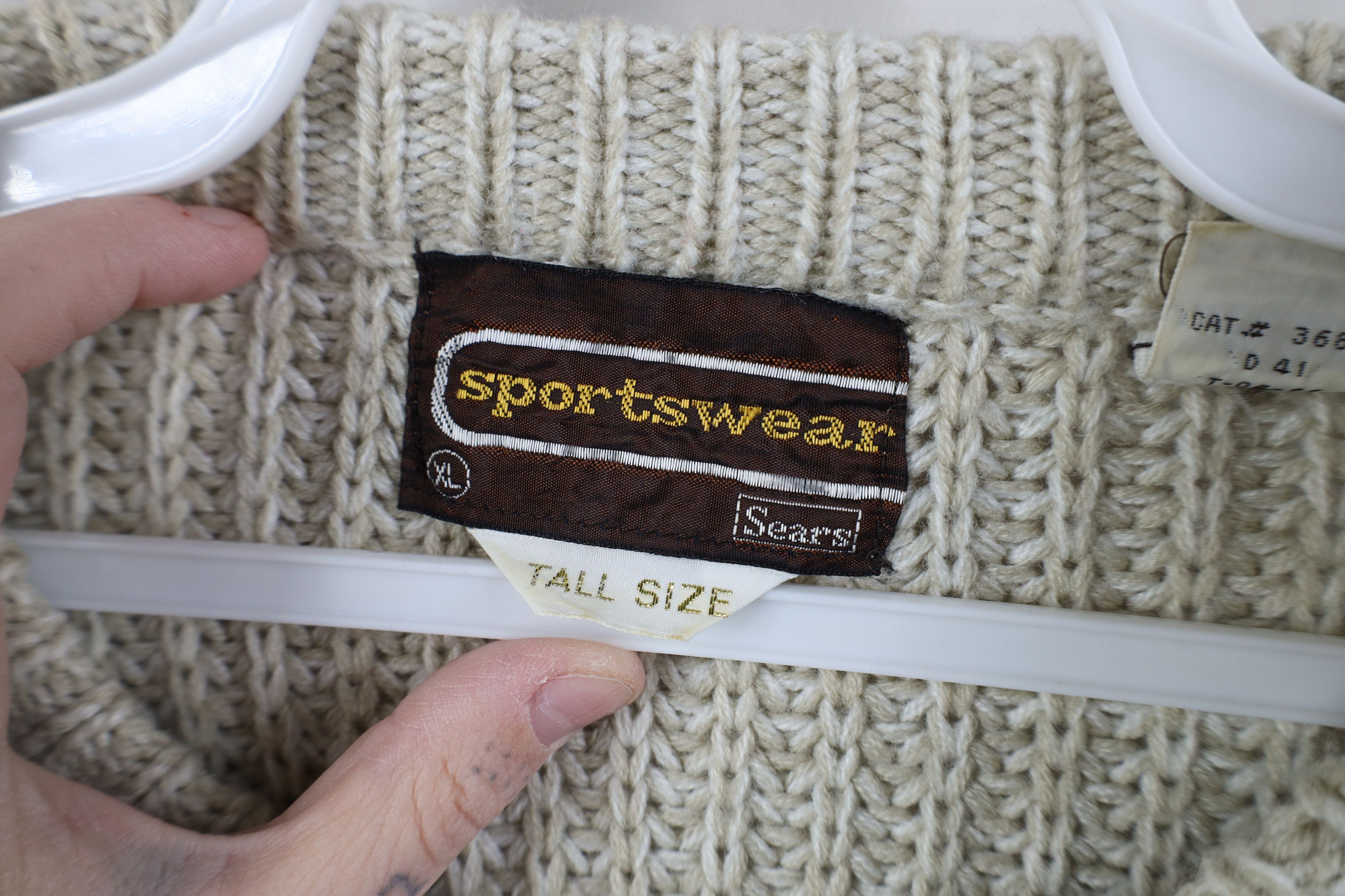 Vintage Vintage 70s Streetwear Chunky Ribbed Knit Sweater Beige Size US XL / EU 56 / 4 - 7 Thumbnail