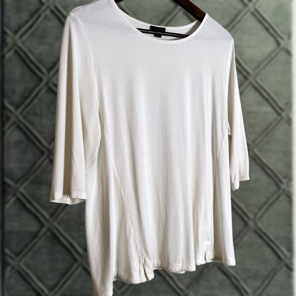 J. Jill J. Jill Ivory Top PL Women's 3/4 Sleeve Round Neck Casual Tunic Knit Stretch Jersey Size L / US 10 / IT 46 - 1 Thumbnail