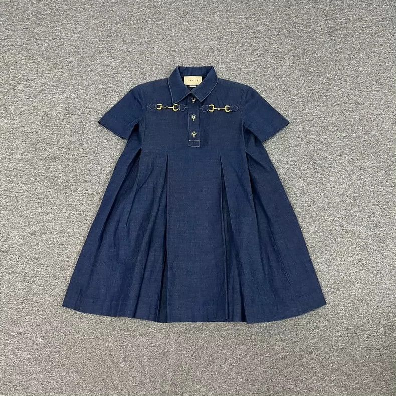 Gucci gucci denim dress with horsebit detail-dmc Size US 36 / EU 52 - 1 Thumbnail