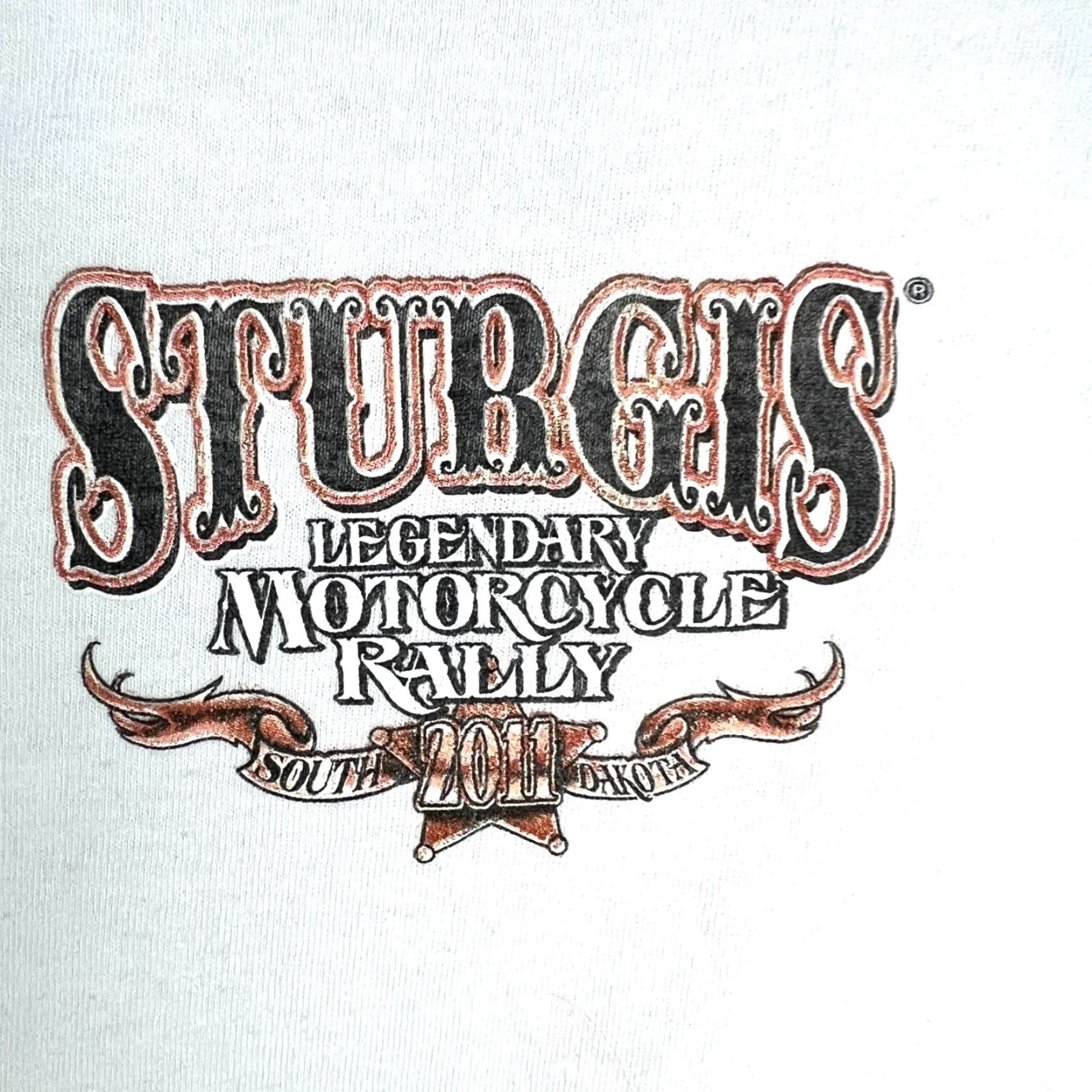 Vintage Sturgis 2011 Motorcycle Rally T Shirt Mens Size 2XL White 2 Sided Graphic Tee Size US XXL / EU 58 / 5 - 2 Thumbnail